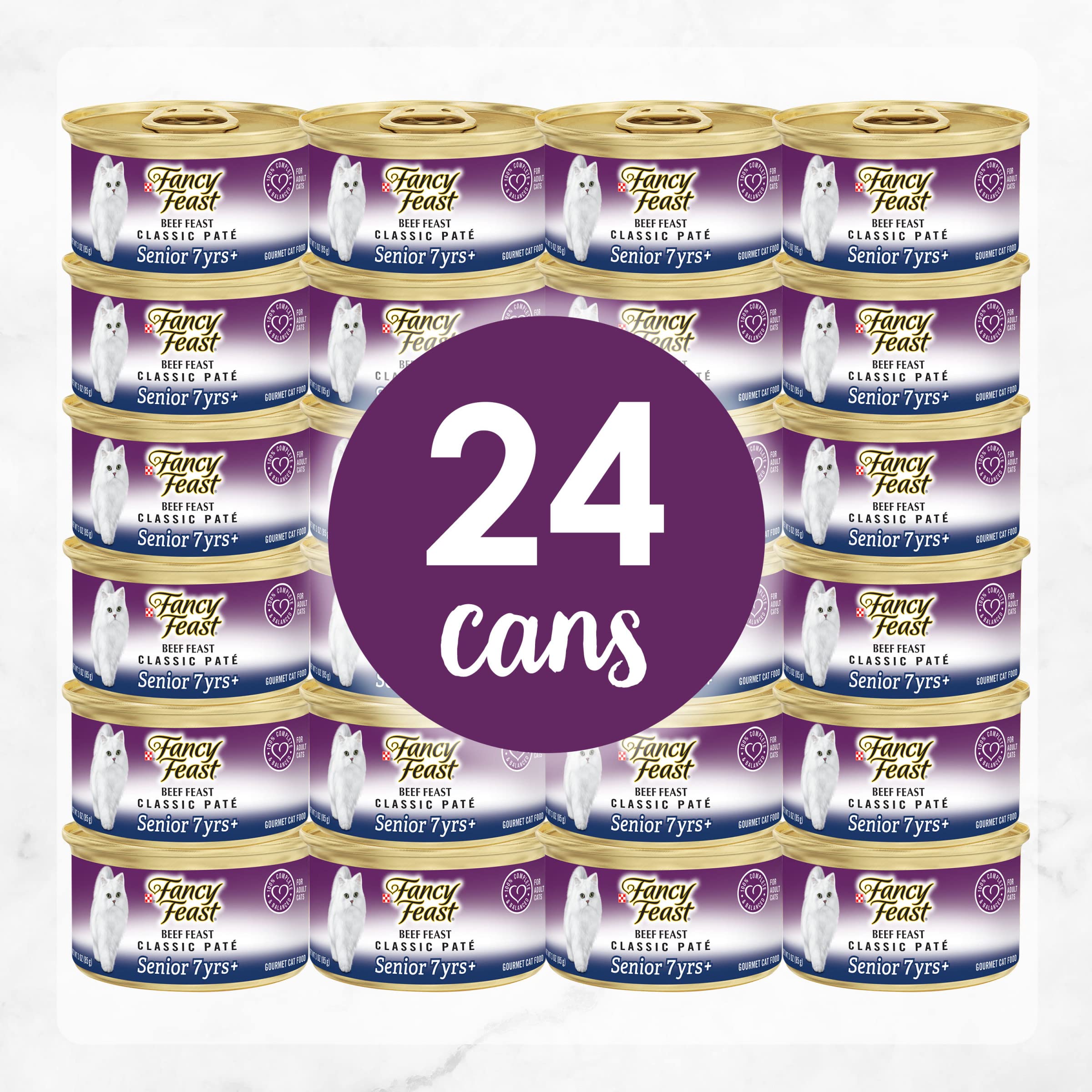 Purina Fancy Feast Senior Wet Cat Food 7 Years Plus Beef Feast Pate - (Pack of 24) 3 oz. Cans