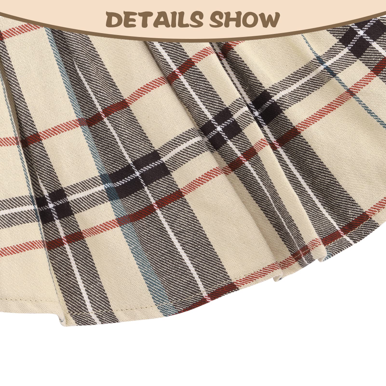 Pupteck Classic Plaid Dog Dress Cute Puppy Clothes Outfit Small