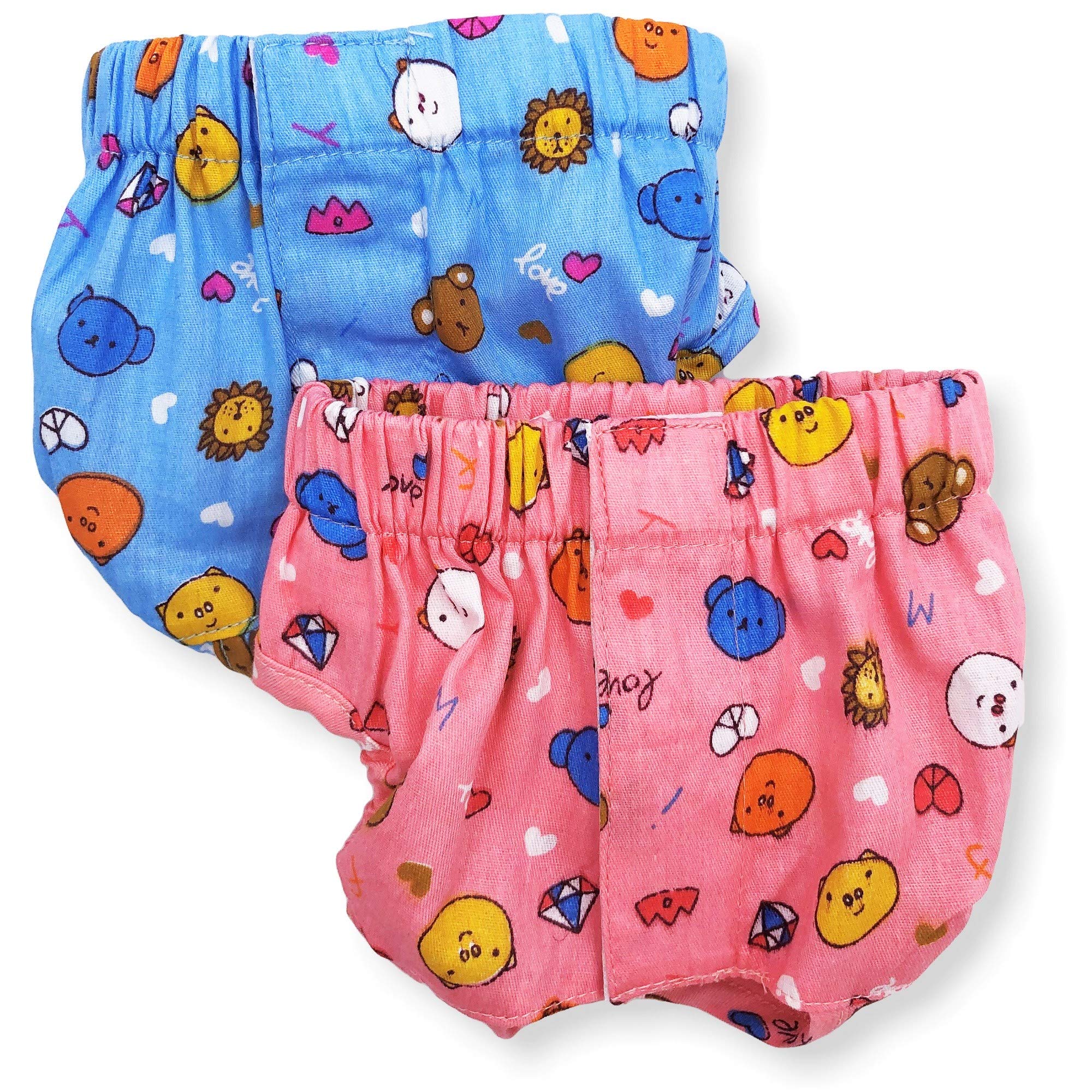 Funnydogclothes Pack Of 2 Dog Female Diapers Sanitary Pants Cotton For Small Pet Cat (Pack Of 2 Pants, S: Waist: 10' - 13')