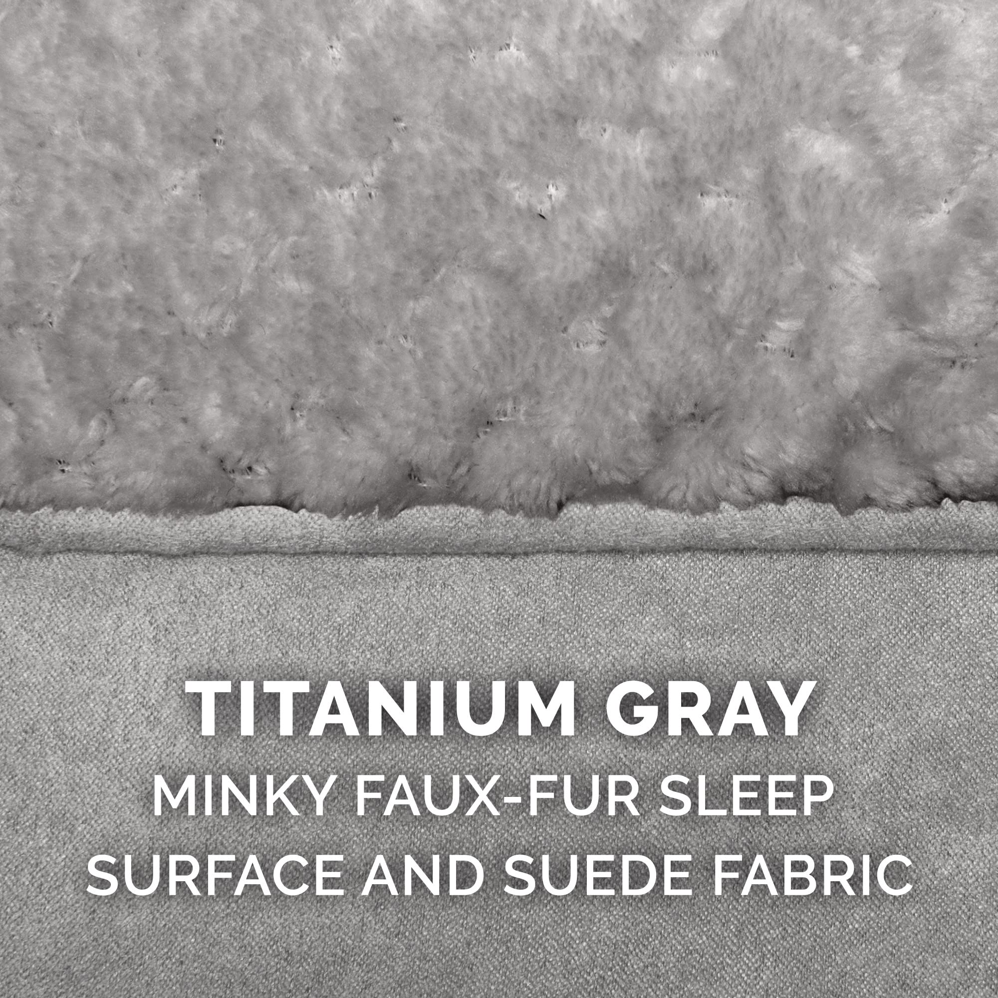 Furhaven Dog Bed Cover, Medium Minky Plush & Suede, Machine Washable, Titanium Gray, Model CVR-41338087