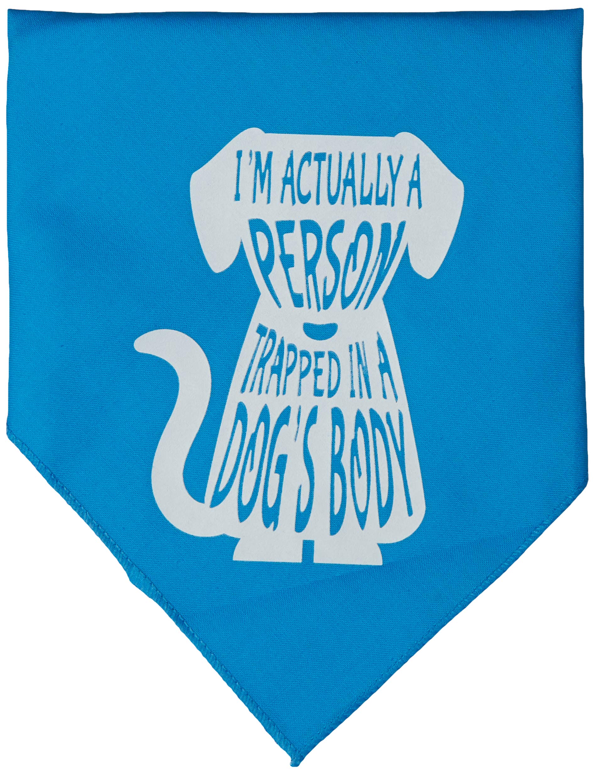 Pet and Dog Bandana Screen Printed, &quot;Trapped In A Dog's Body&quot; Turquoise Small