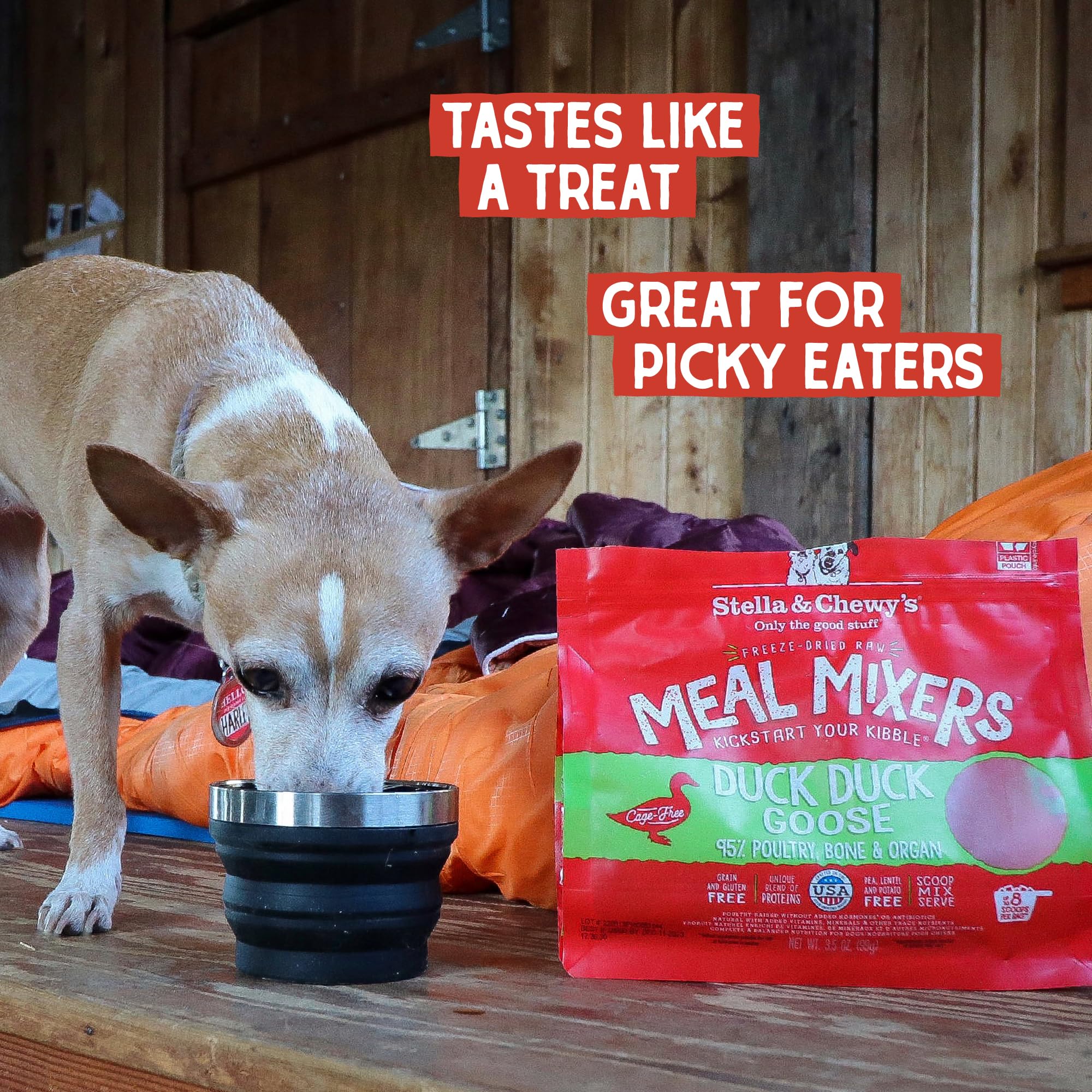 Stella & Chewys Freeze Dried Raw Duck Duck Goose Meal Mixer - Dog Food Topper for Small & Large Breeds - Grain Free, Protein Ri