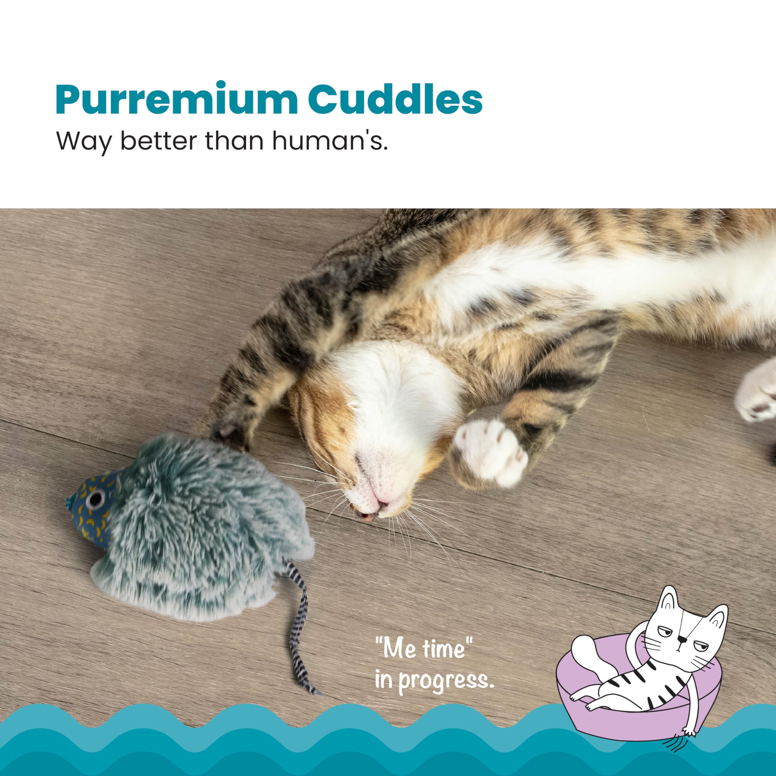 Catstages Nighttime Cuddle Plush Mouse Cat Toy With Catnip, Blue