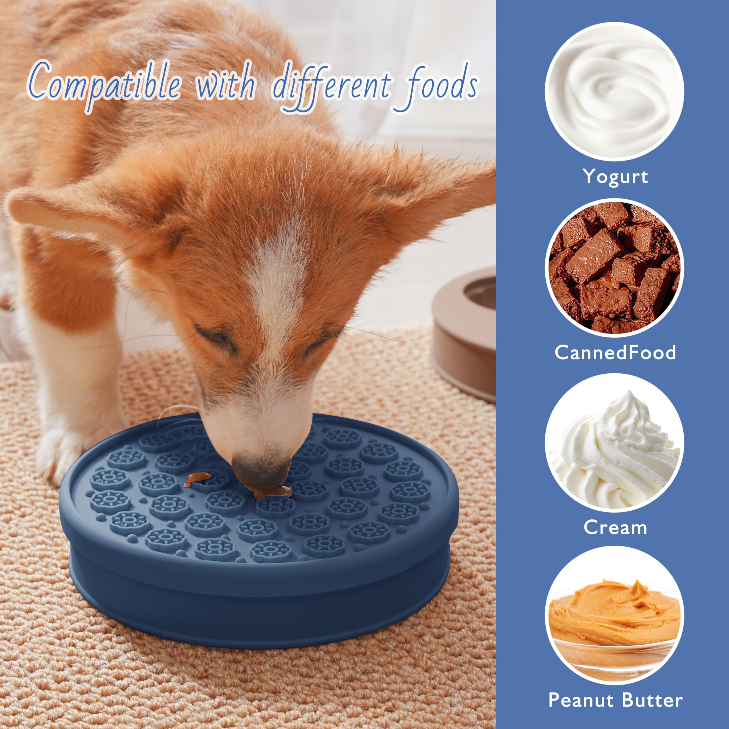2 Pcs Multifunctional Silicone Dog Lick Bowl with Lick Mat and Dog Treat Molds Slow Feeder Dog Bowls BPA-Free Silicone Freeze Bo