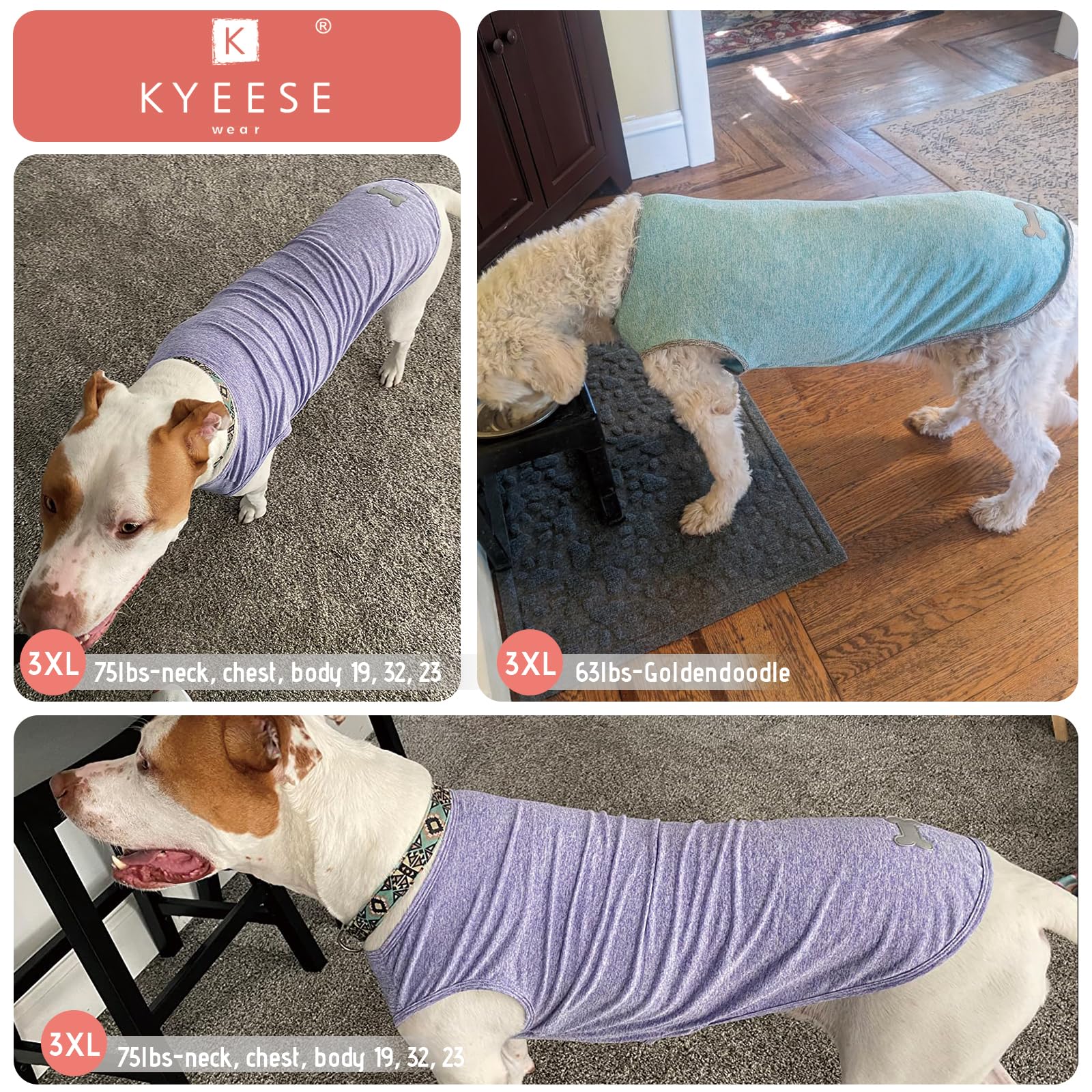 Kyeese 2Pack Dog Shirts Sun Protection Quick Dry Dog T Shirt Stretchy Sleeveless Pet Vest Lightweight Pet Clothes Soft Tank Top