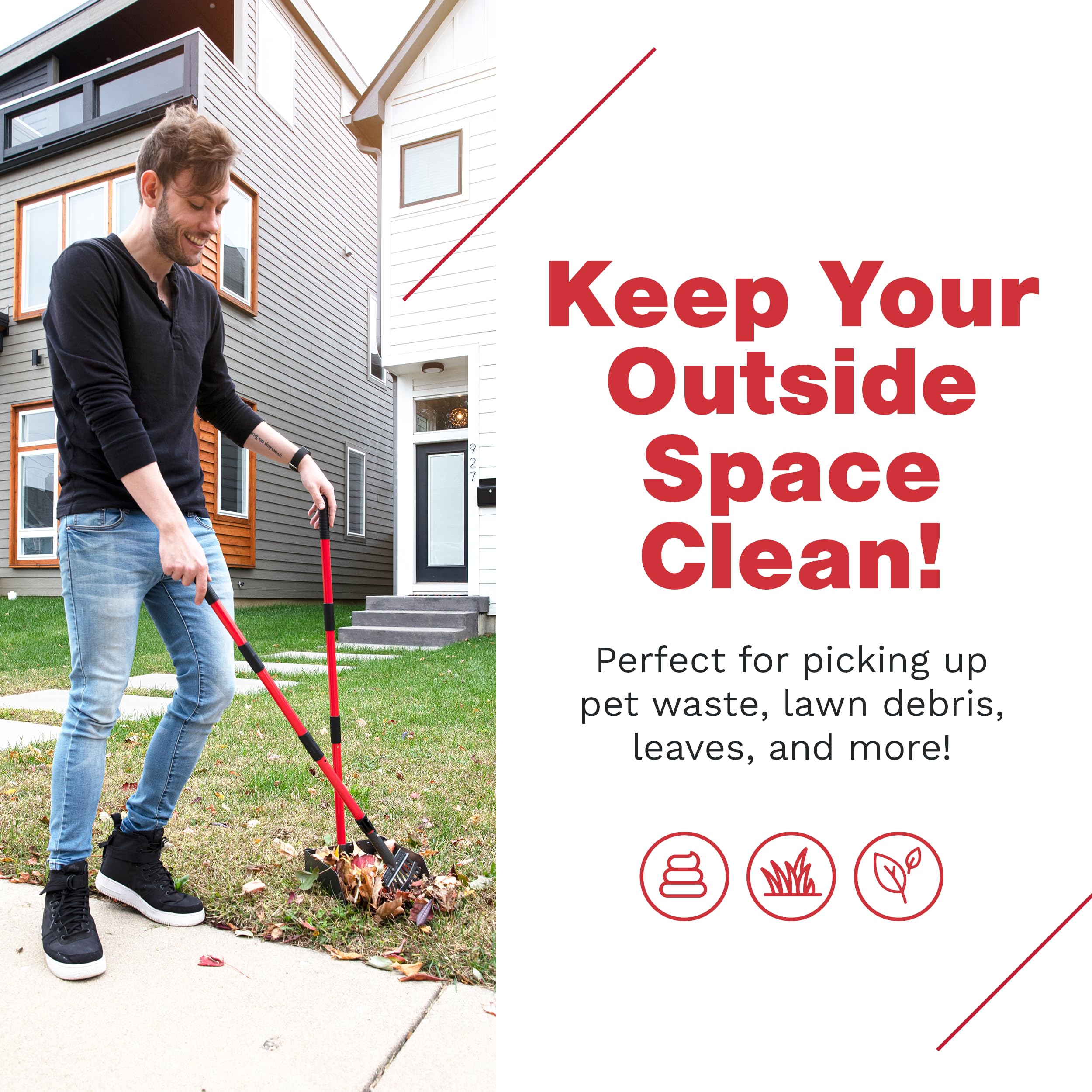 Pawler Pooper Scooper For Large Dogs, Small Dogs And Horses, Metal Poop Scooper Set With Long Handle Rake, Spade And Tray For Ya