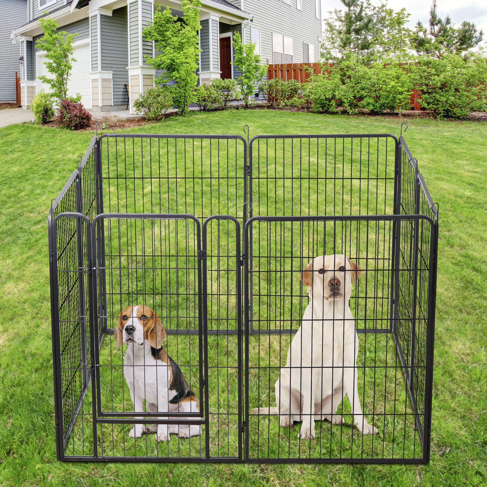 Zeny Dog Playpen 40Inch 8 Panels, Heavy Duty Pet Dog Pen Indoor, Metal Dog Fence With Doors, Foldable Animal Outdoor Exercise Pe
