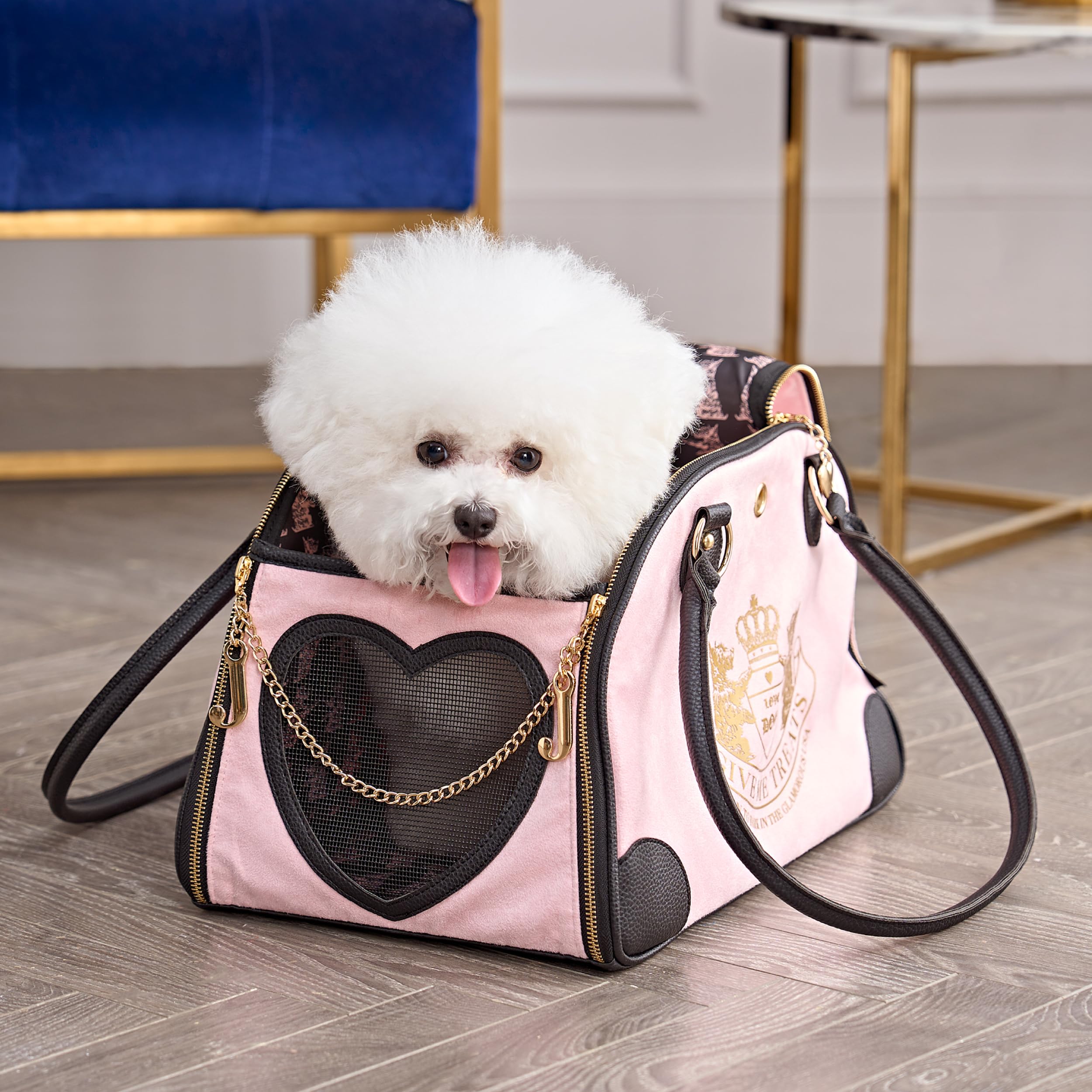 Juicy Couture Give Me Treats Pet Carrier - Stylish Pink Travel Bag for Small Dogs and Cats