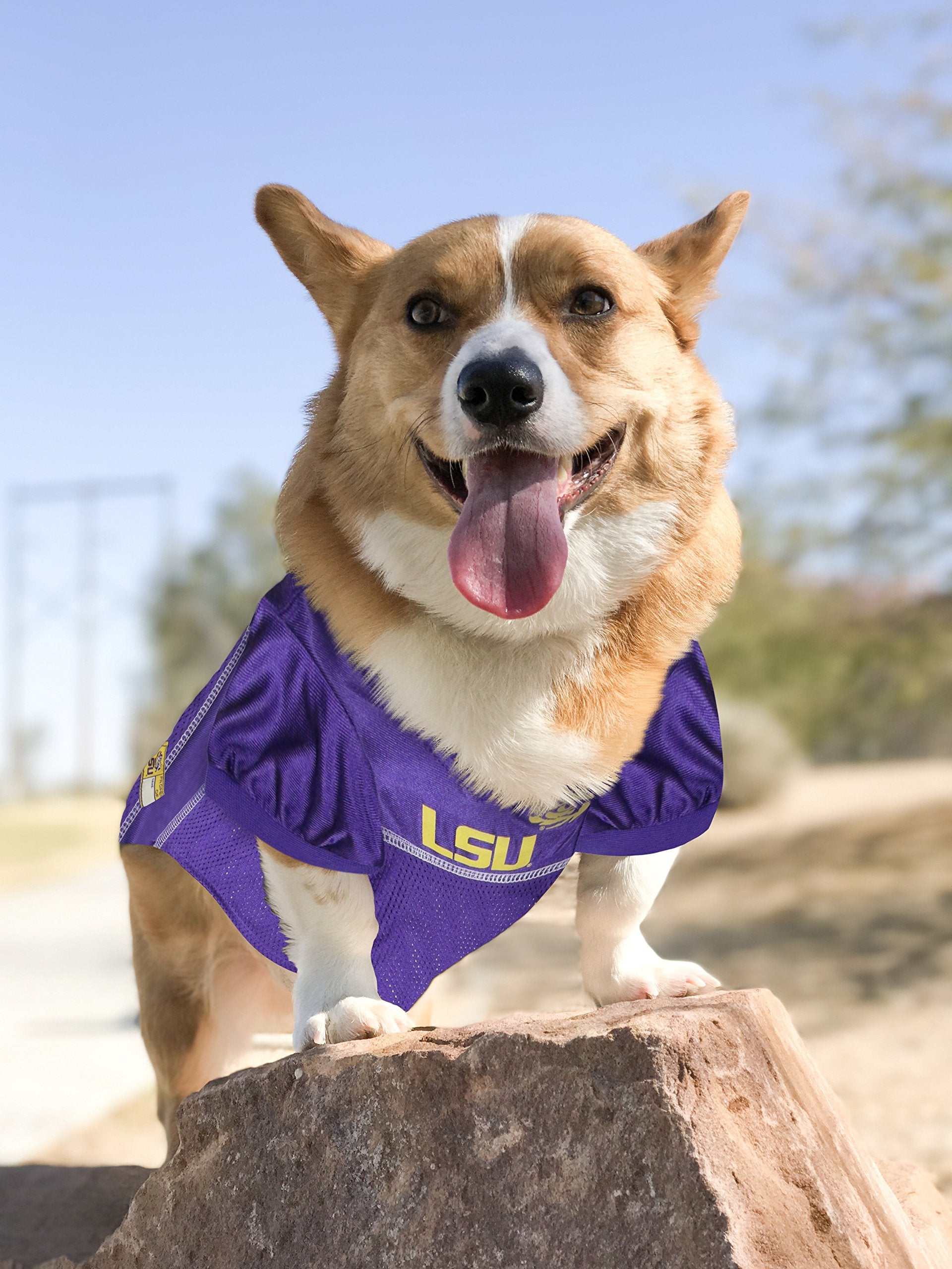 Pets First NCAA College LSU Tigers Mesh Jersey for DOGS & CATS, Large. Licensed Dog Jersey with your Favorite Football/Basketbal
