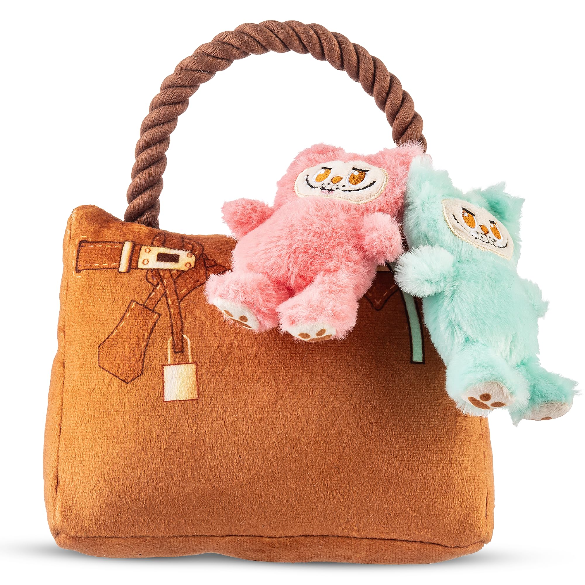 Haute Diggity Dog Labowwow Handbag Plush Dog Toy for Small, Medium & Large Dogs, Interactive Funny Parody Squeaky Toys, Soft, Du