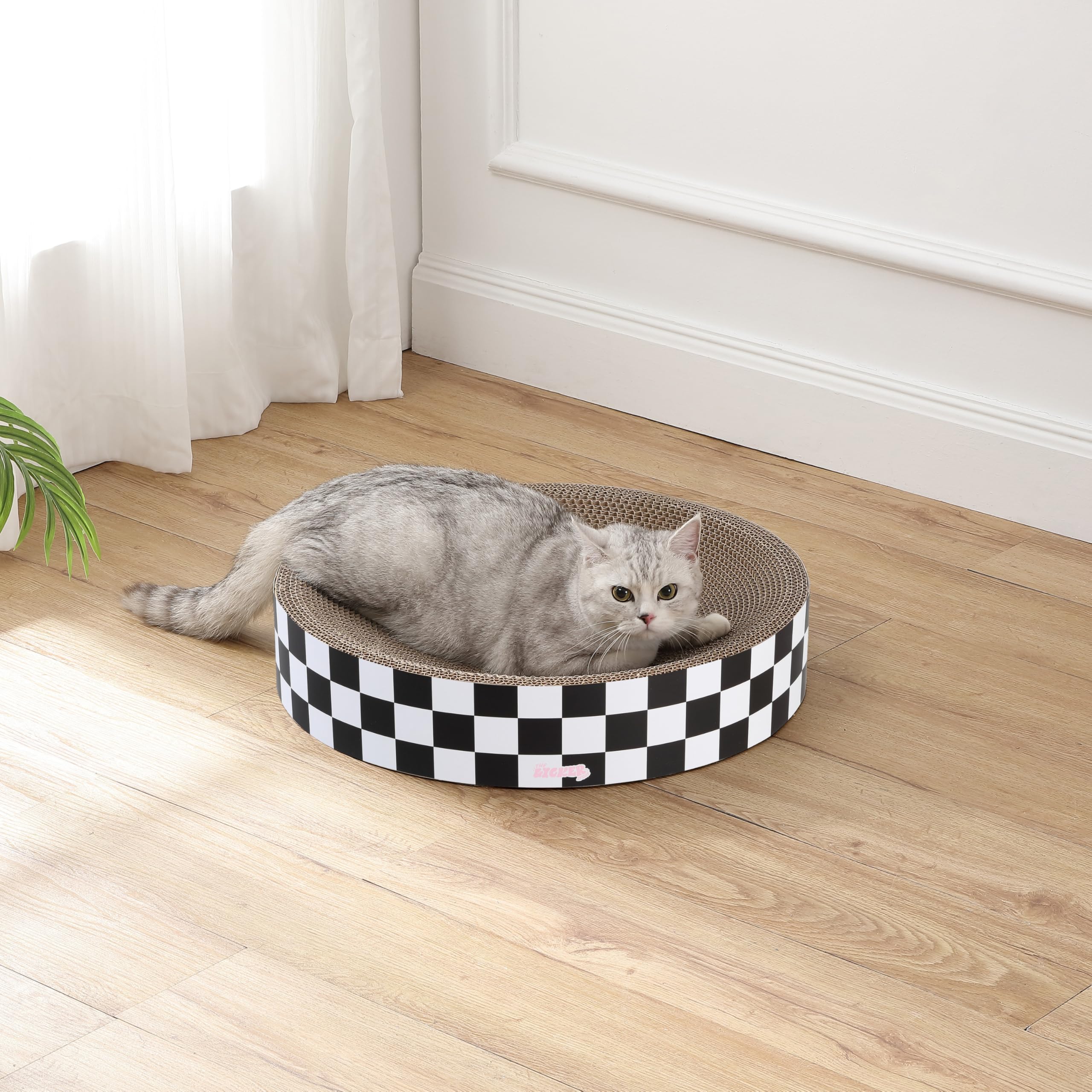 The Licker Store Csr1010F Nelson 20.13' Modern Cardboard Round Bowl Cat Scratcher With Catnip, Checkered