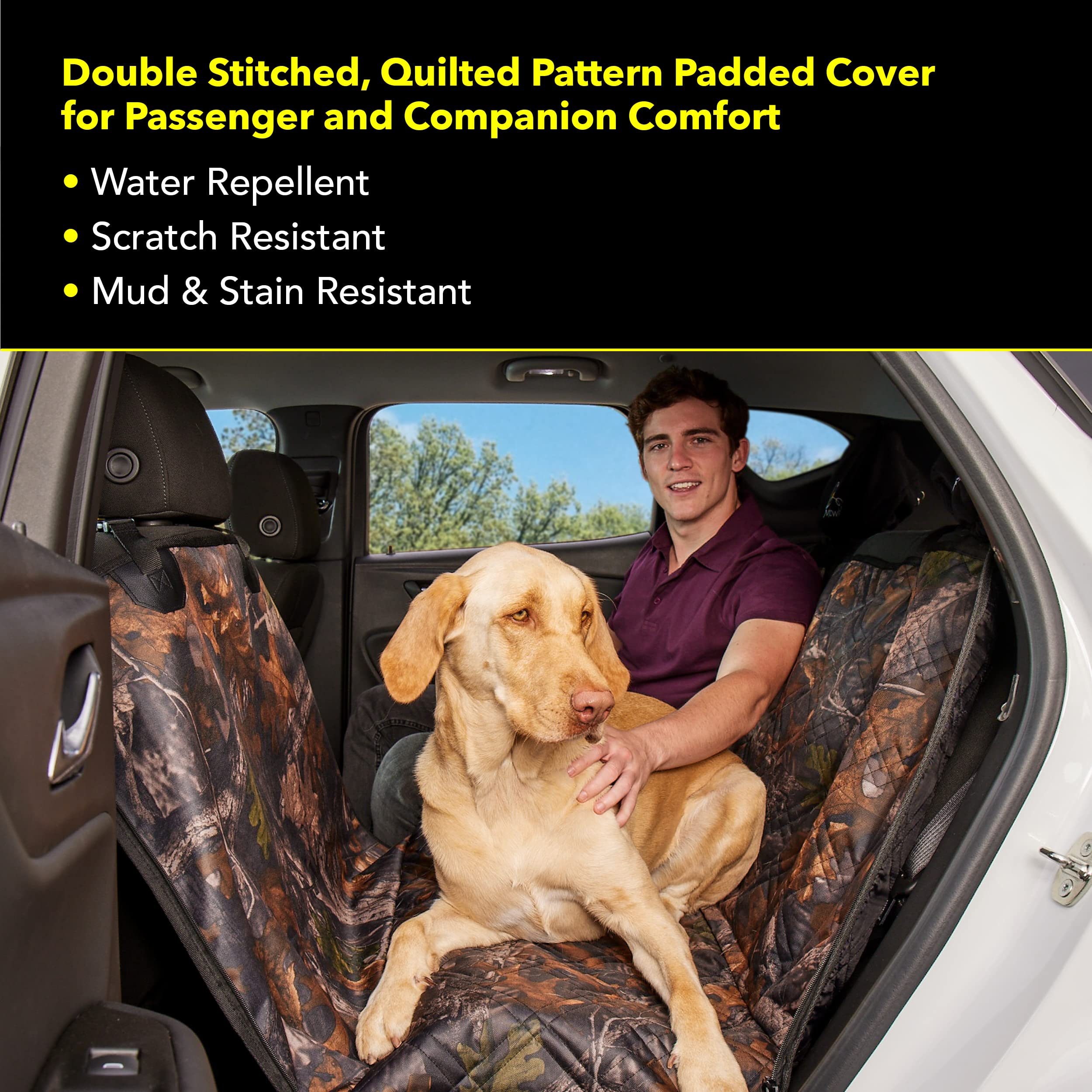 Meadowlark Premium Hammock Dog Car Seat Cover Back Seat, Dog Cover Car Seat Protector, Non-Slip, Dog Stuff, Anti Shock, Water Repellant, Pet Car Seat Cover For Dogs W/Seat Belt & 2 Headrest Covers