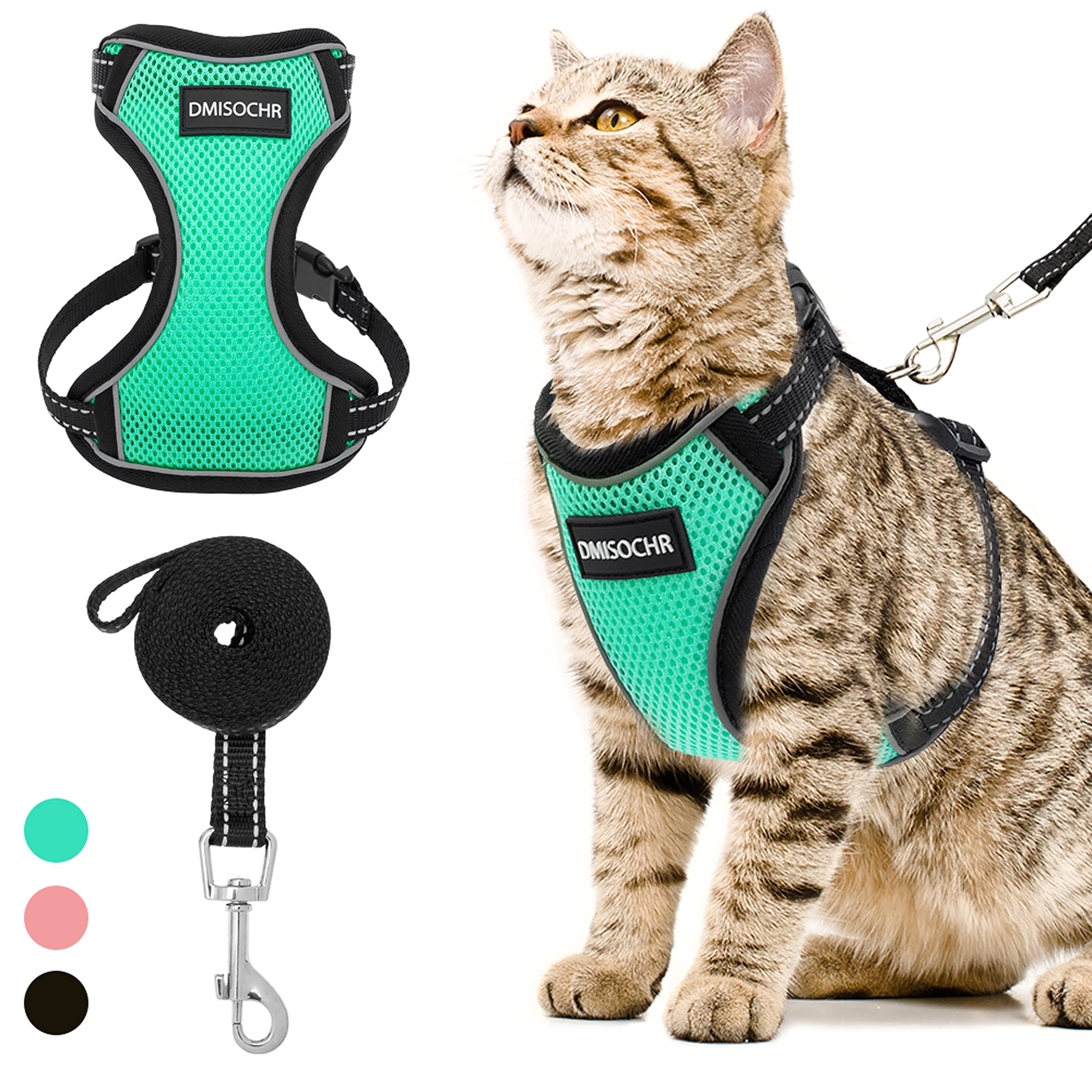Cat Harness And Leash Set For Walking Escape Proof - Reflective Adjustable Cat Vest Harness For Small To Large Cat Puppy - Cute 