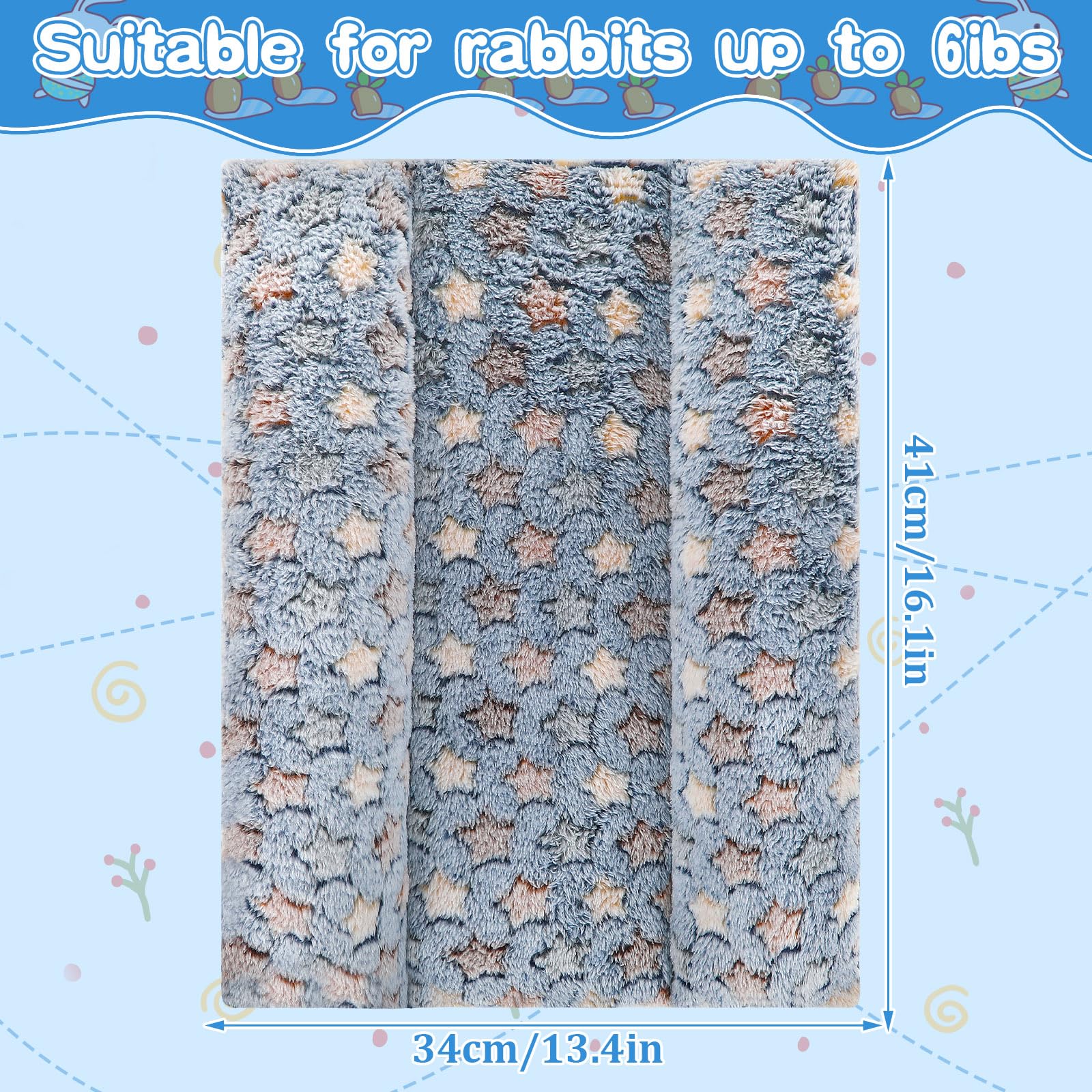 Petknows 15.7X14 Inch Rabbit Bed, Padded Concave Bed For Small Animals, Cuddle Cushion Plush Mat With Cotton Lounger Pillows For