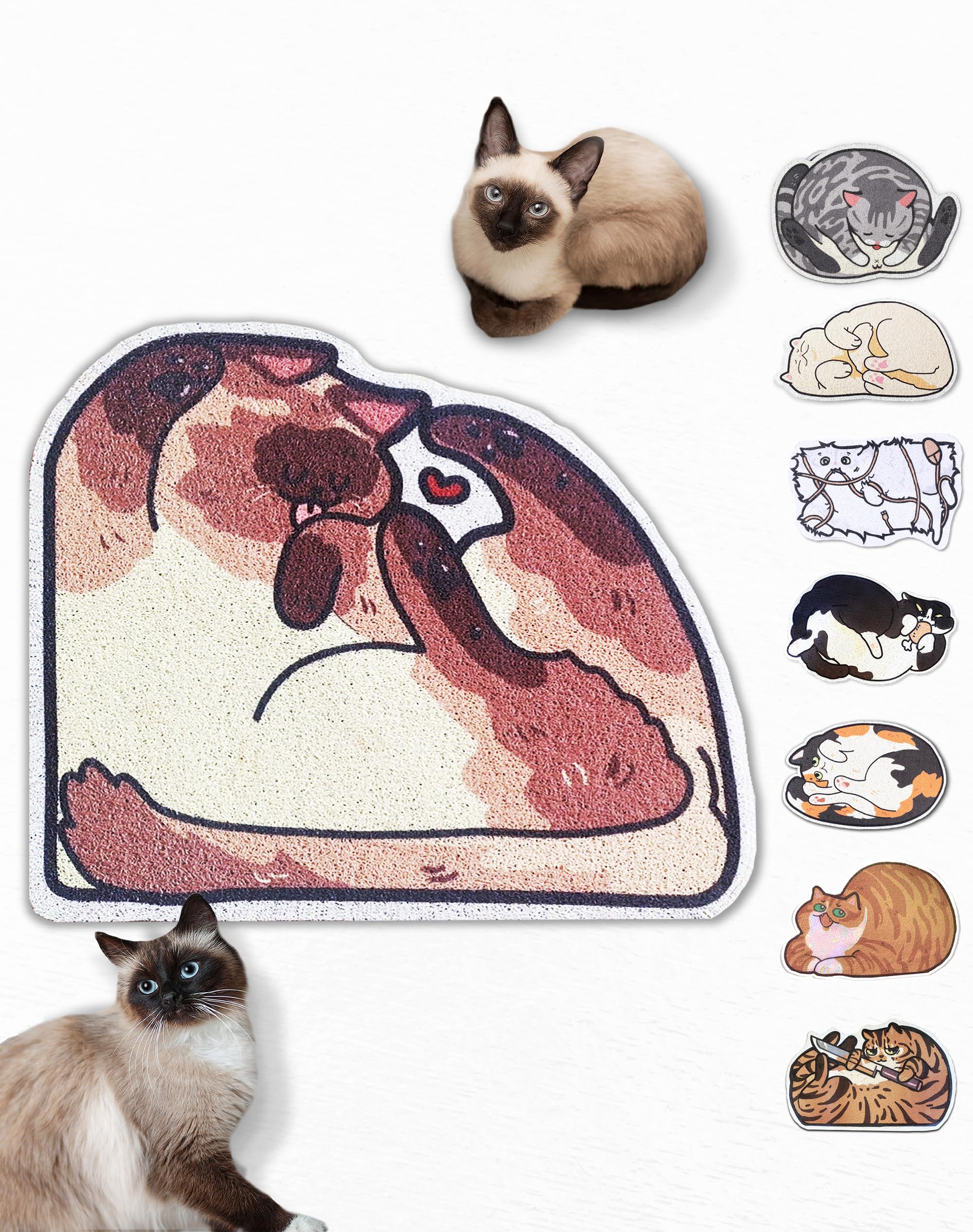 Lukamoo Cute Cat Litter Mat (30X20), Large/L, For Kitty Litter & Cute Cat Litter Box, Litter Trapping Mat (Pointed, Cornered)
