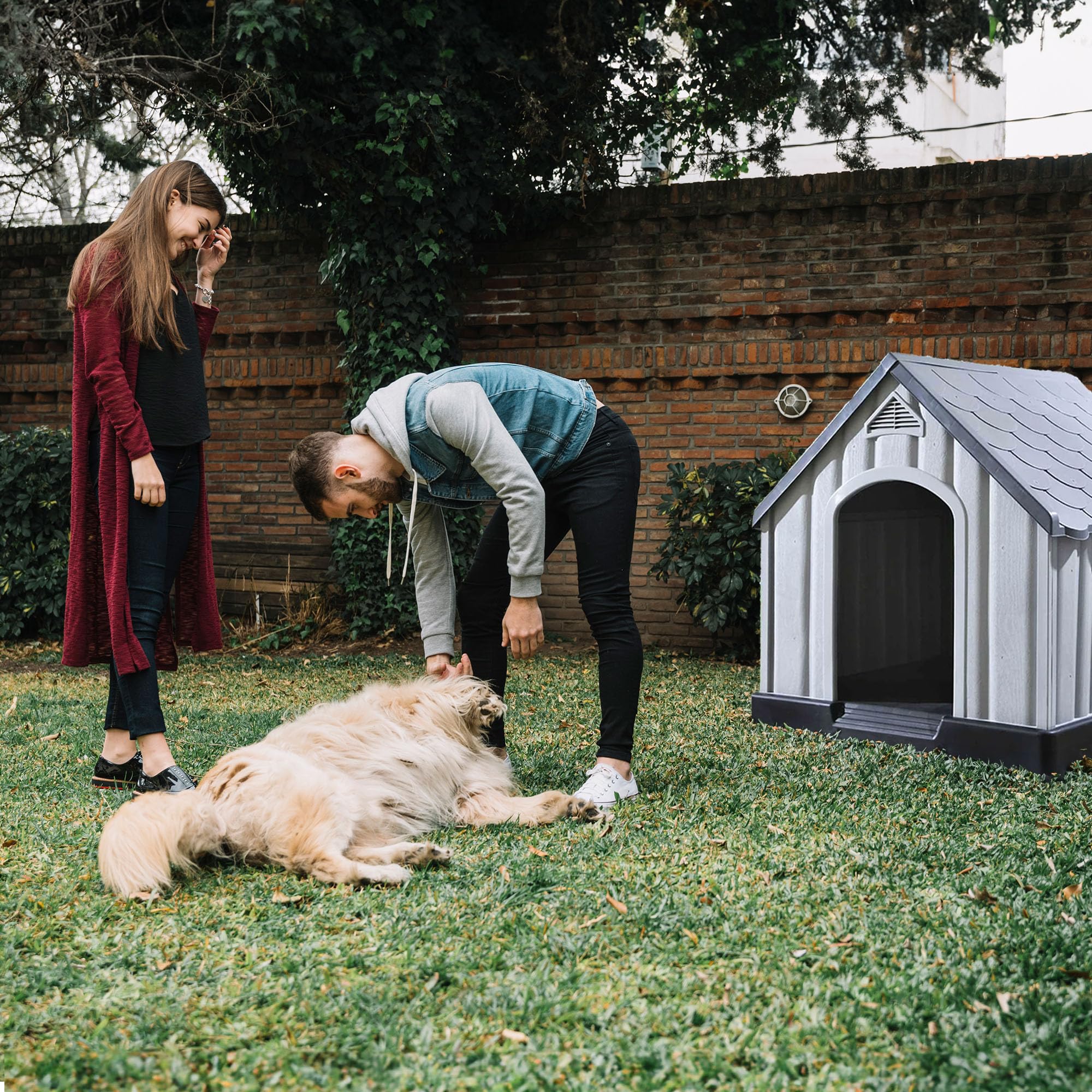 Ram Quality Products Innovative Outdoor Pet House Large Waterproof Dog Kennel Shelter For Small, Medium, And Large Dogs With Sla