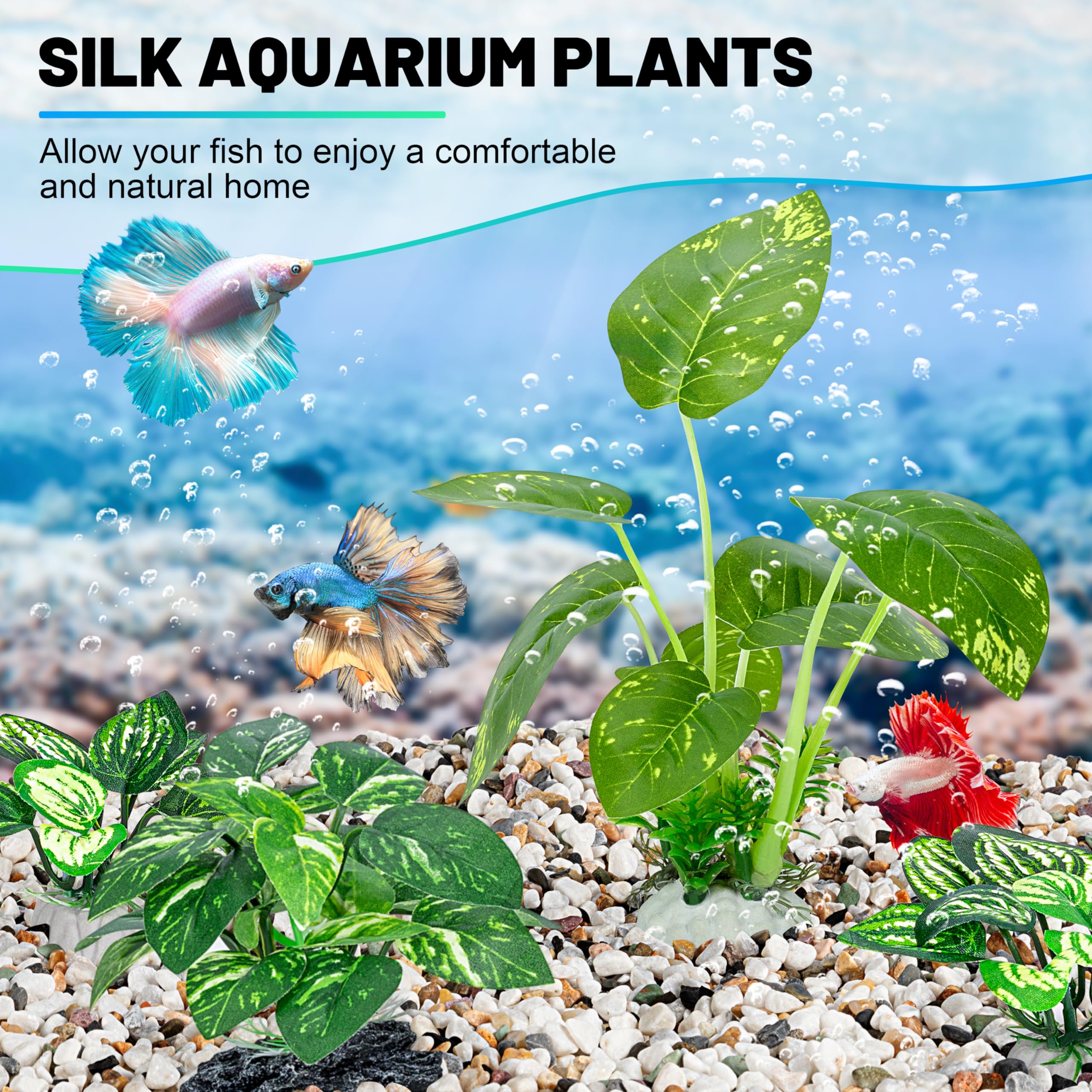 MyLifeUNIT Betta Fish Tank Decor, 10 Pack Silk Aquarium Plants for Aquarium Decoration and Fish Tank Decoration