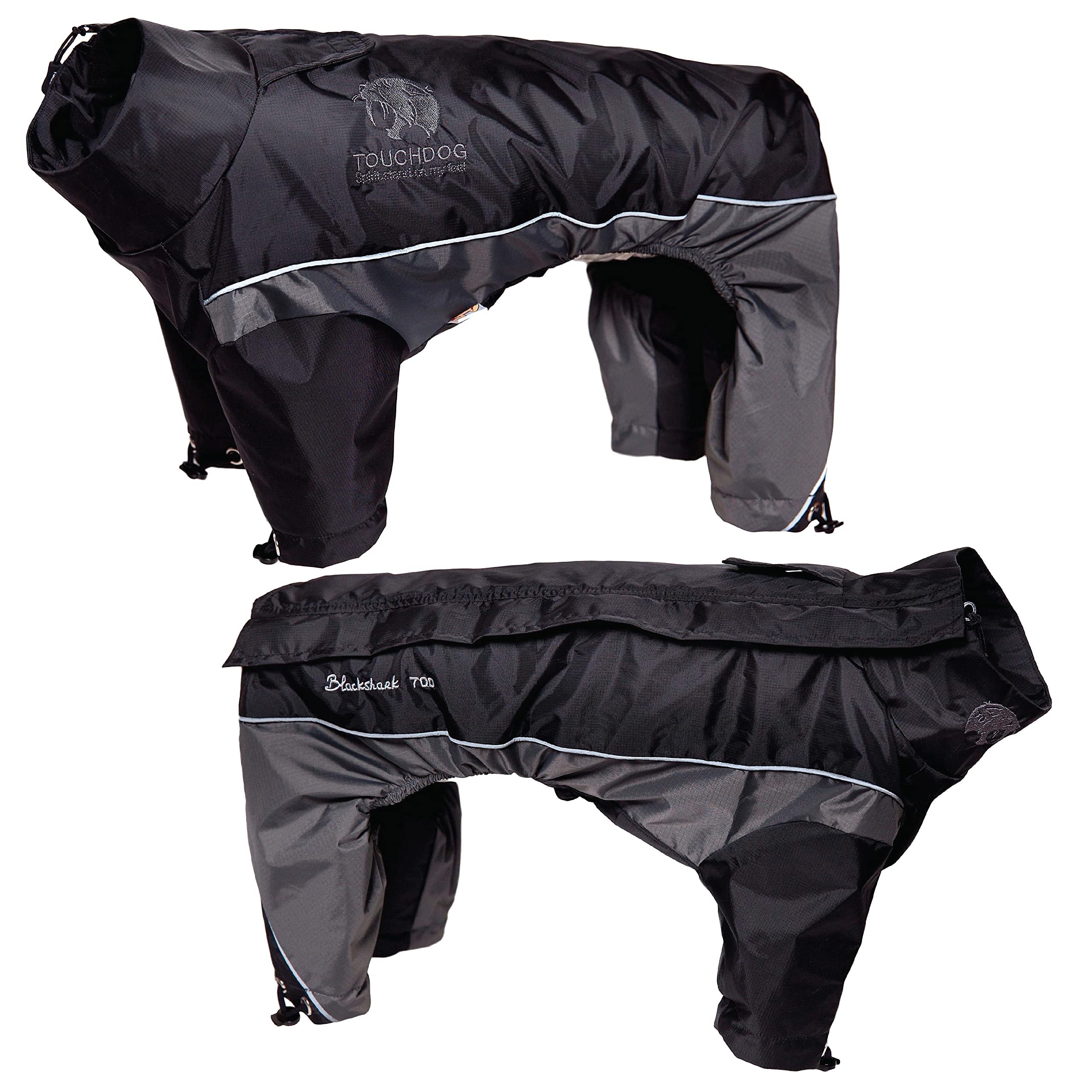 TOUCHDOG Quantum-Ice Full Body Bodied Adjustable and 3M Reflective Pet Dog Coat Jacket w/ Blackshark Technology, Medium, Black