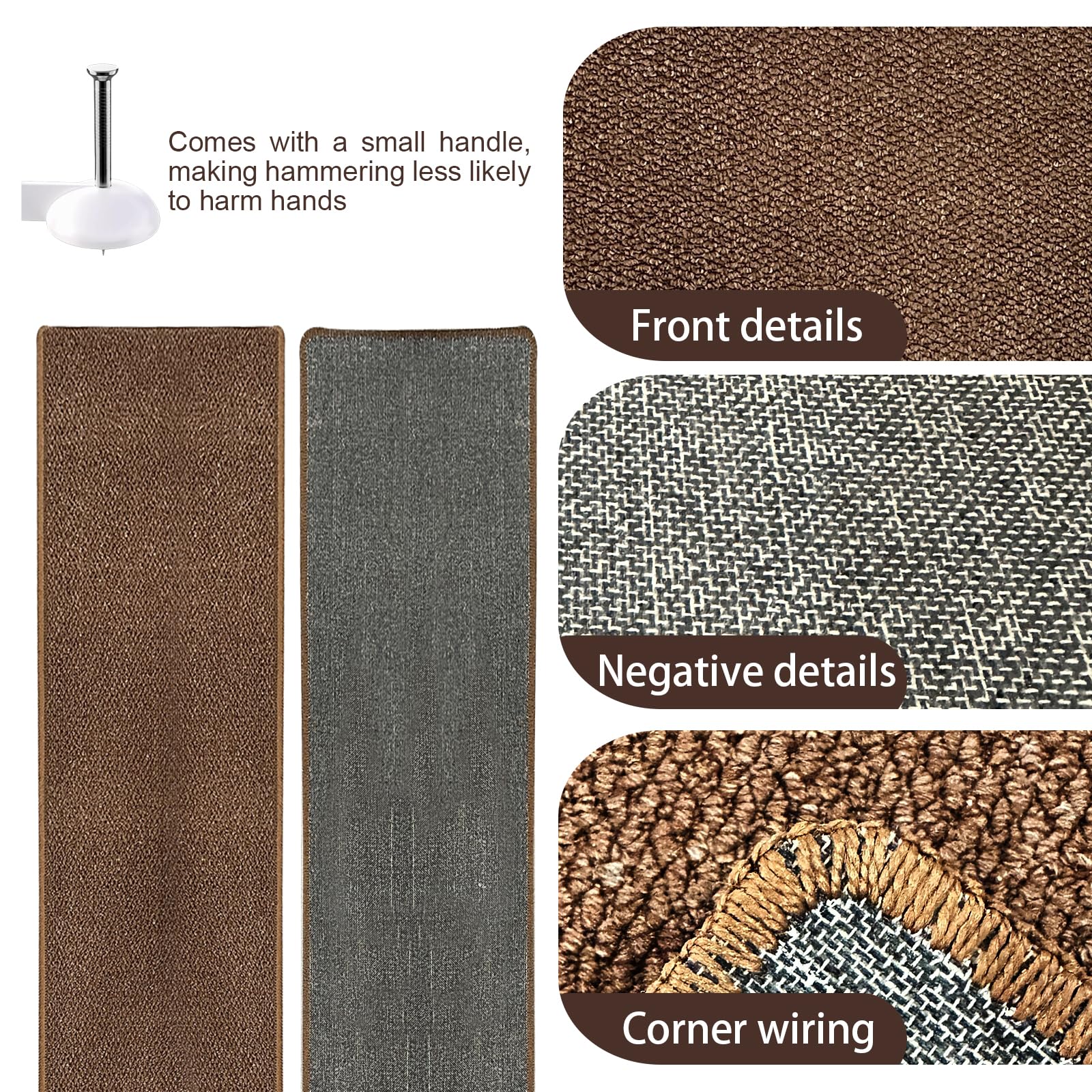 Rainmae 70.9''X 15.7'' Thickened Extra Large Cat Wall Climbing Carpet With 10Pcs Fixed Nails, Durable Cat Wall Furniture, Wa