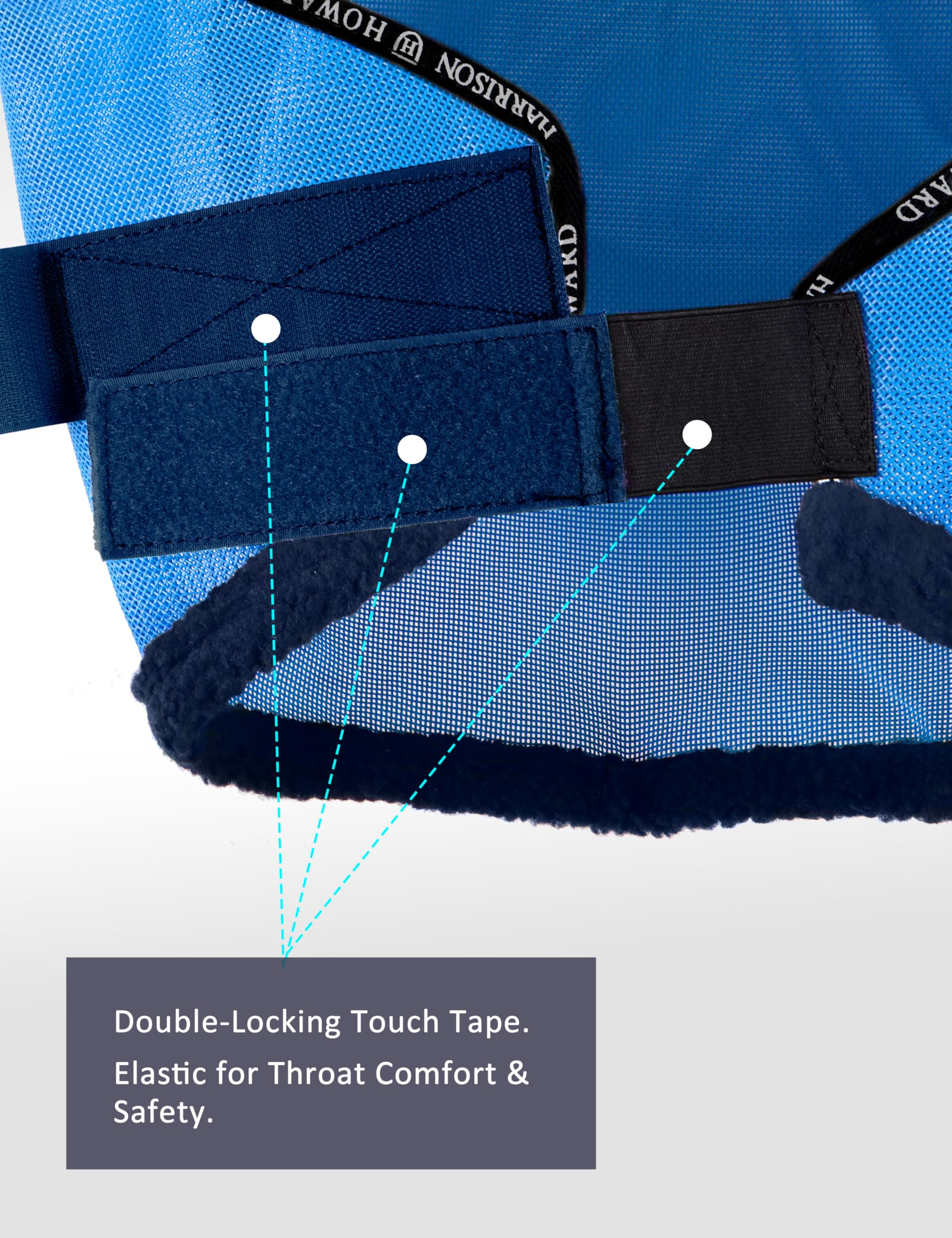Harrison Howard All Round Mesh Horse Fly Mask UV Protective with Fleece Padded Edging Sky Blue L