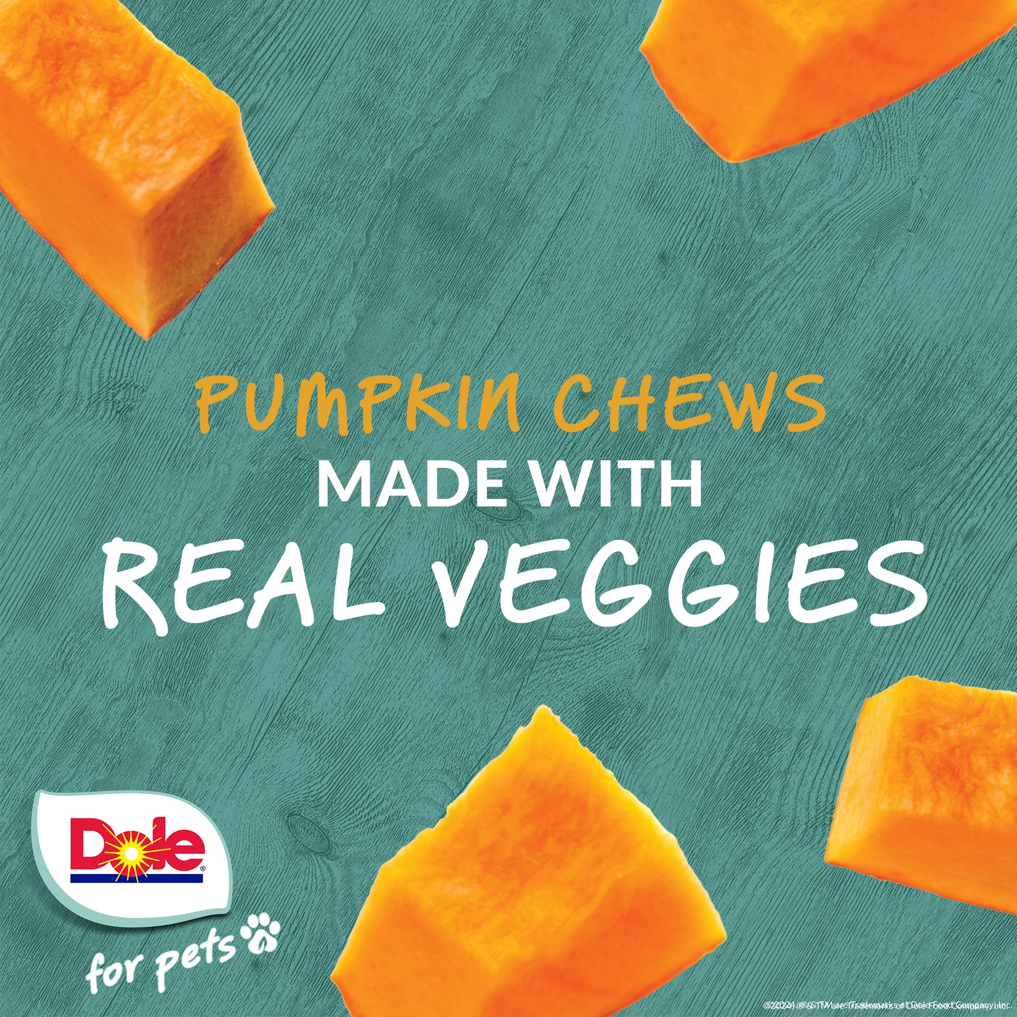 Dole for Pets Freshly Fetched Lasting Chew, Pumpkin Flavor Dog Treats, 8oz, 5ct | Flavored with Real Veggies, No Wheat, Corn, So
