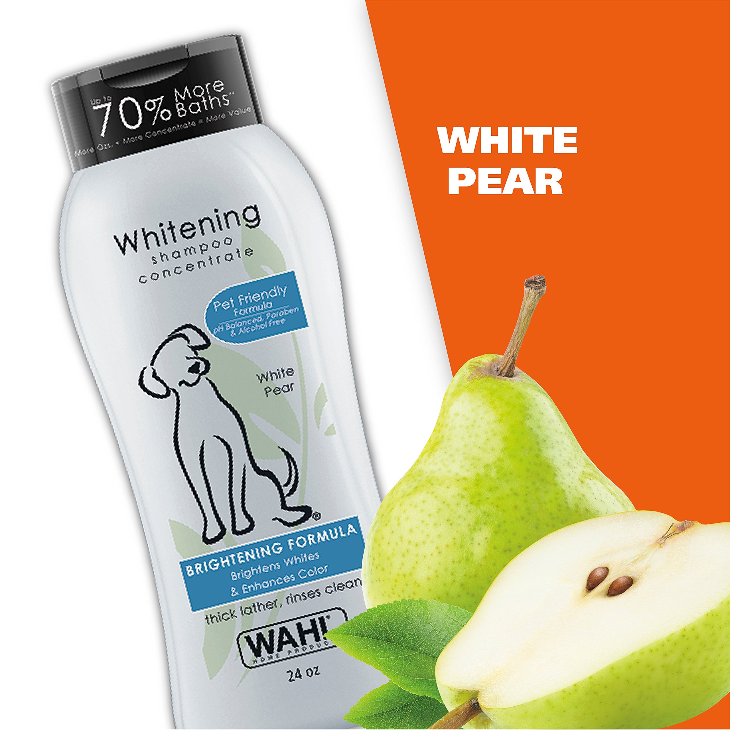 Wahl Usa Whitening Shampoo White Pear Scent For Pets – Whitening & Animal Odor Control With Silky Smooth Results For Grooming Dirty Dogs – 24 Oz - Model 820001A