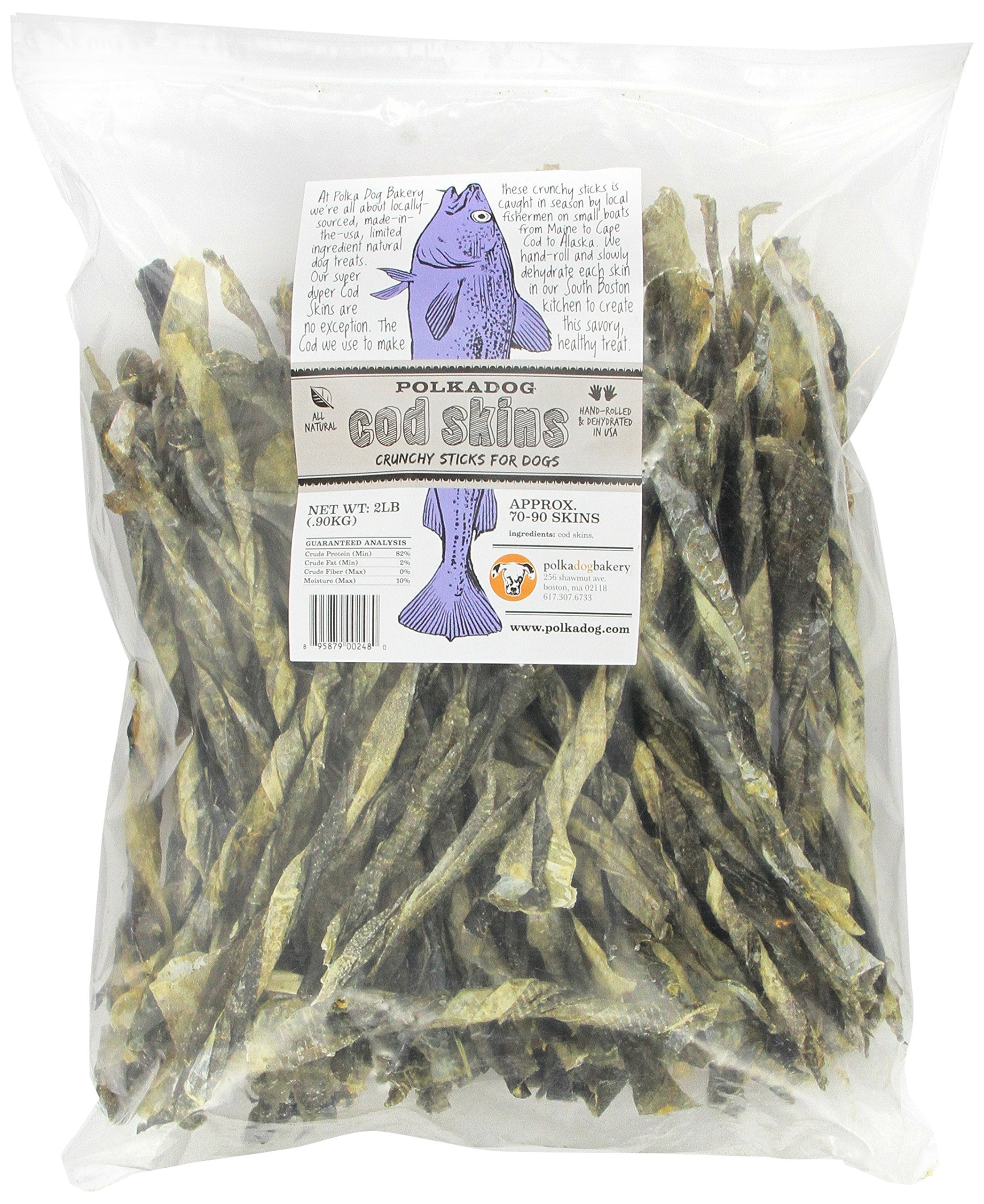Polkadog Crunchy Cod Skins Dog Sticks - Cod Skins Treats for Dogs - All-Natural Pet, Dog Treats - Savory, Healthy Fish-Skin Pupp
