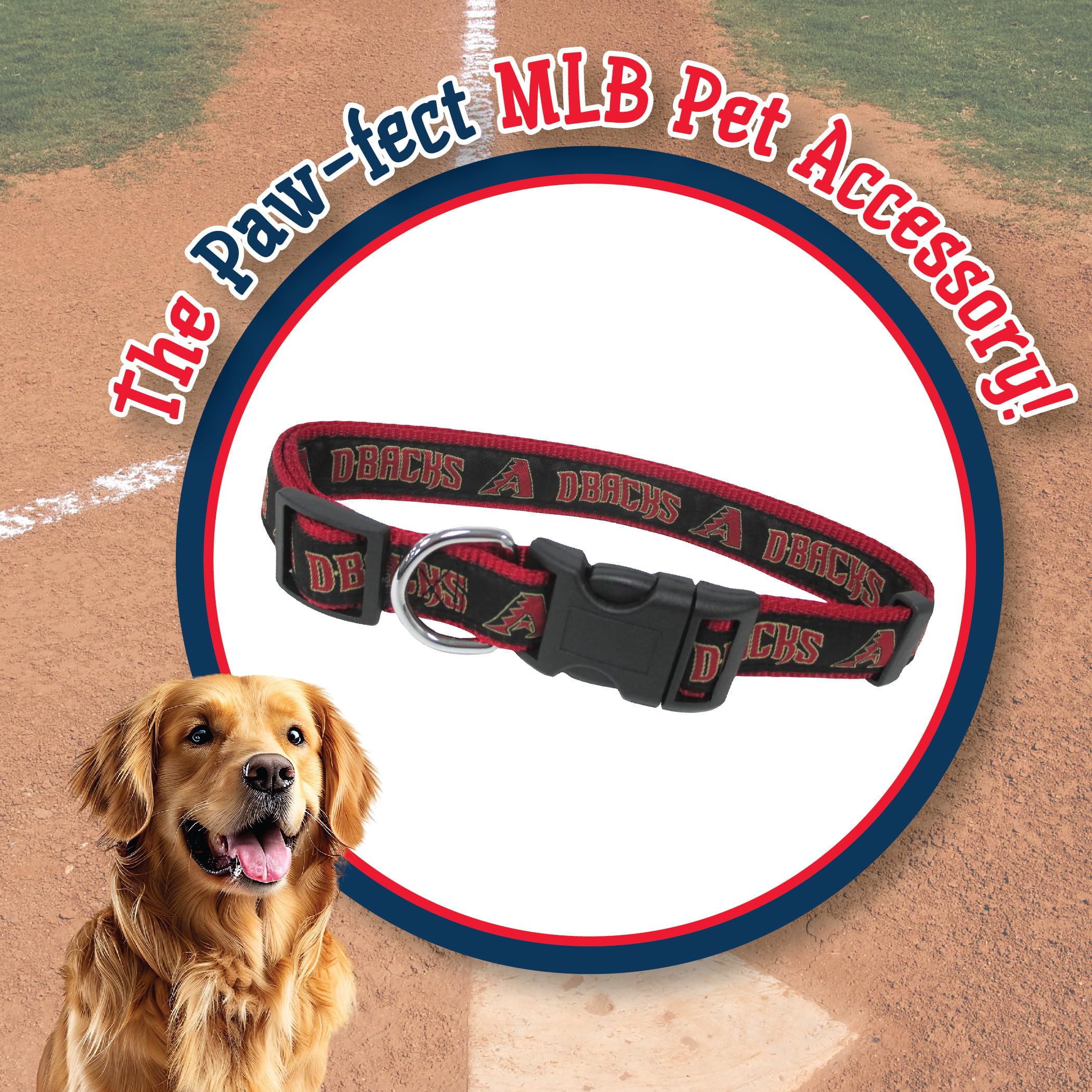 Mlb Arizona Diamondbacks Licensed Pet Collar- Heavy-Duty, Strong, And Durable Dog Collar. Available In 29 Baseball Teams And 4 S