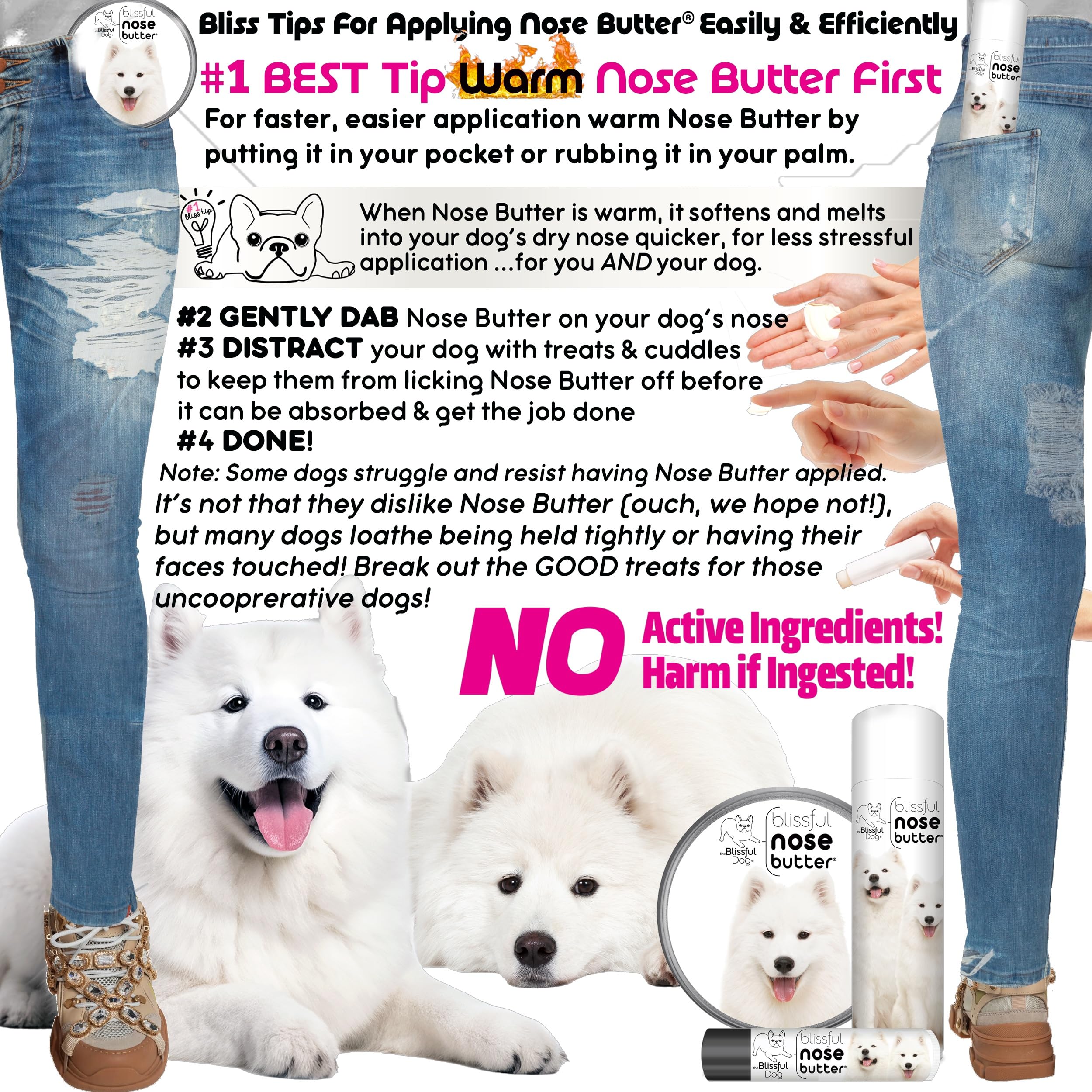 The Blissful Dog Samoyed Unscented Nose Butter - Dog Nose Butter, 2 Ounce