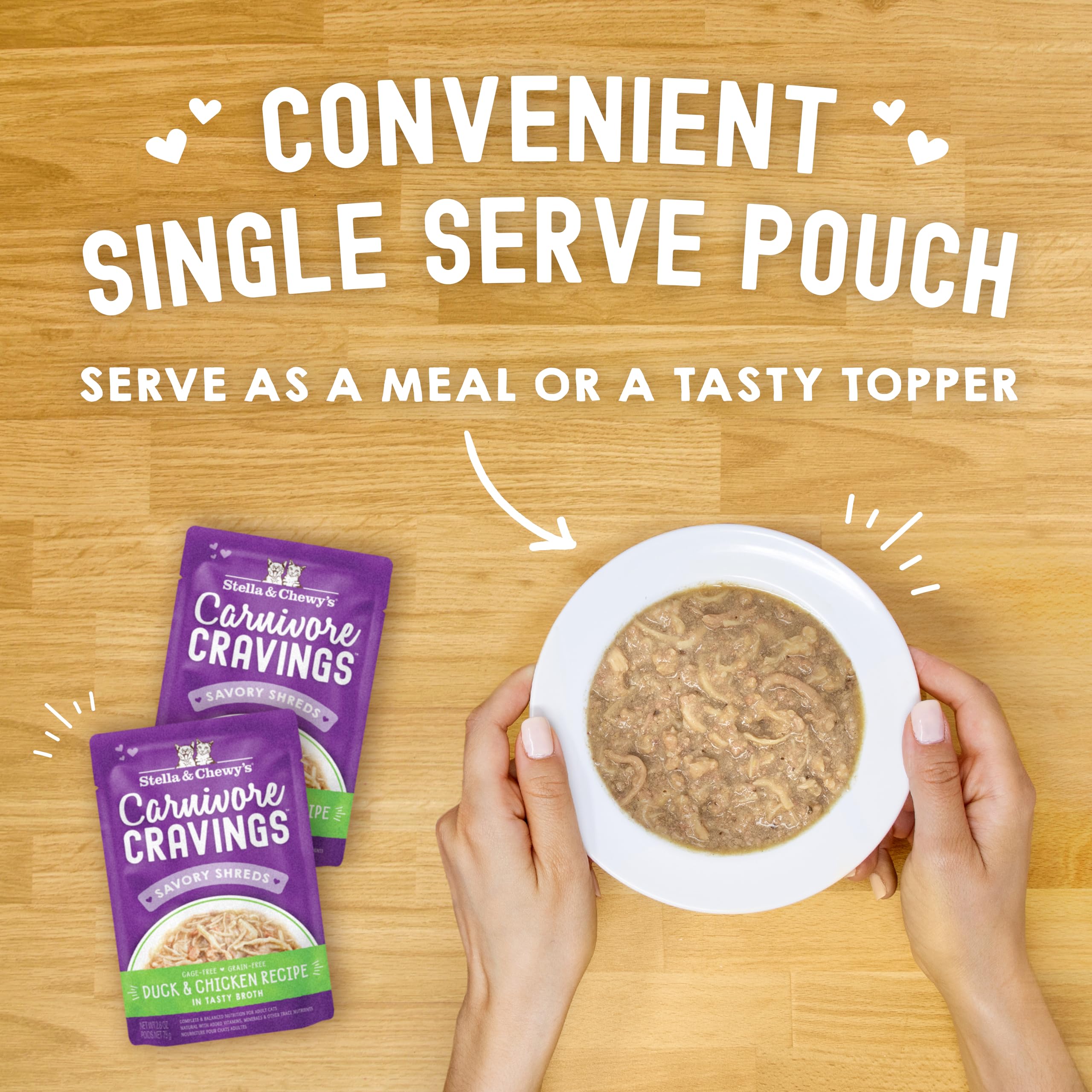 Stella & Chewys Carnivore Cravings Wet Cat Food - Premium Pouches - Grain Free, High Protein Duck & Chicken - Perfect for Picky