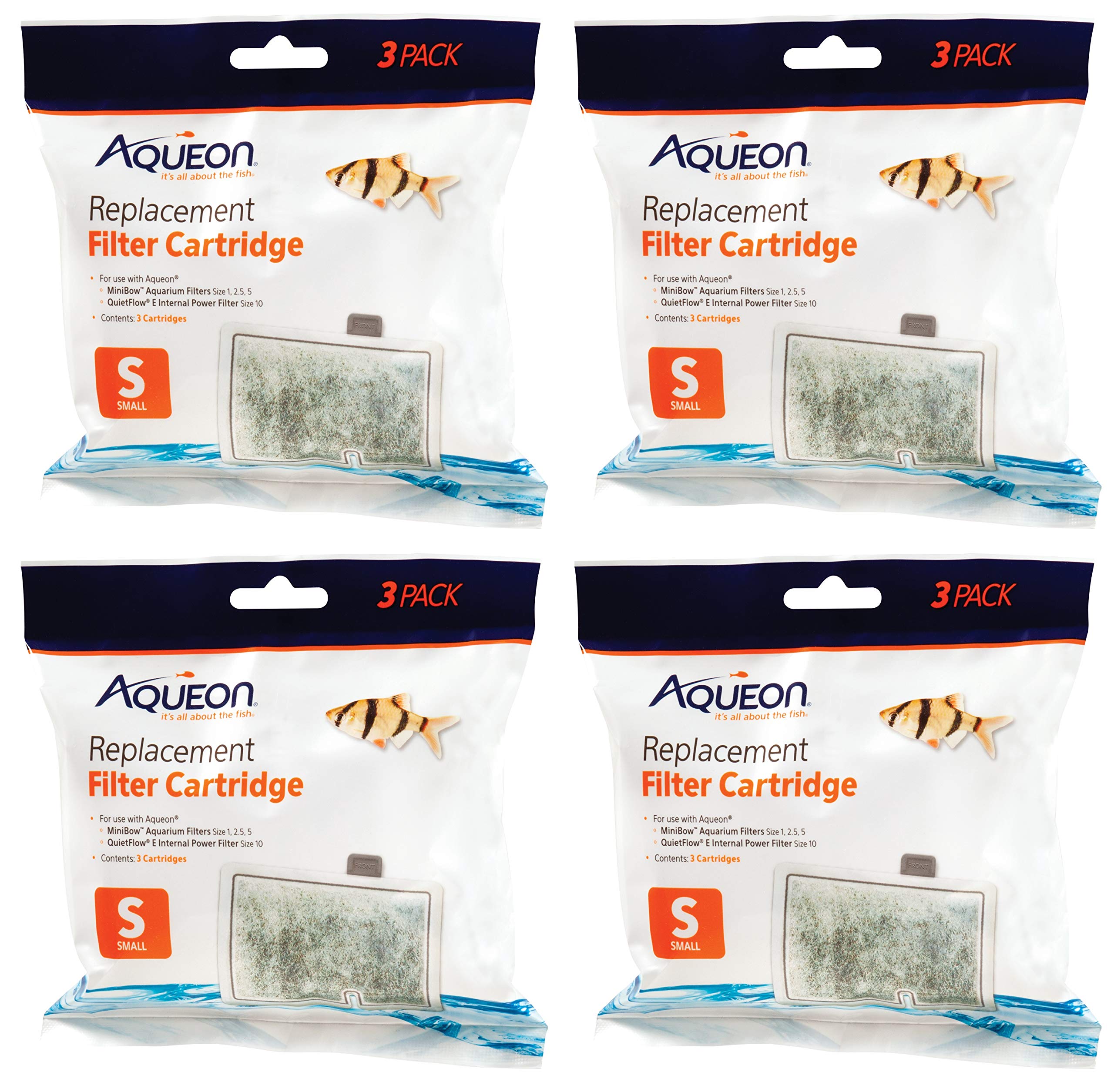 Aqueon 4 Pack Of Minibow Replacement Filter Cartridges, 3 Small Cartridges Each
