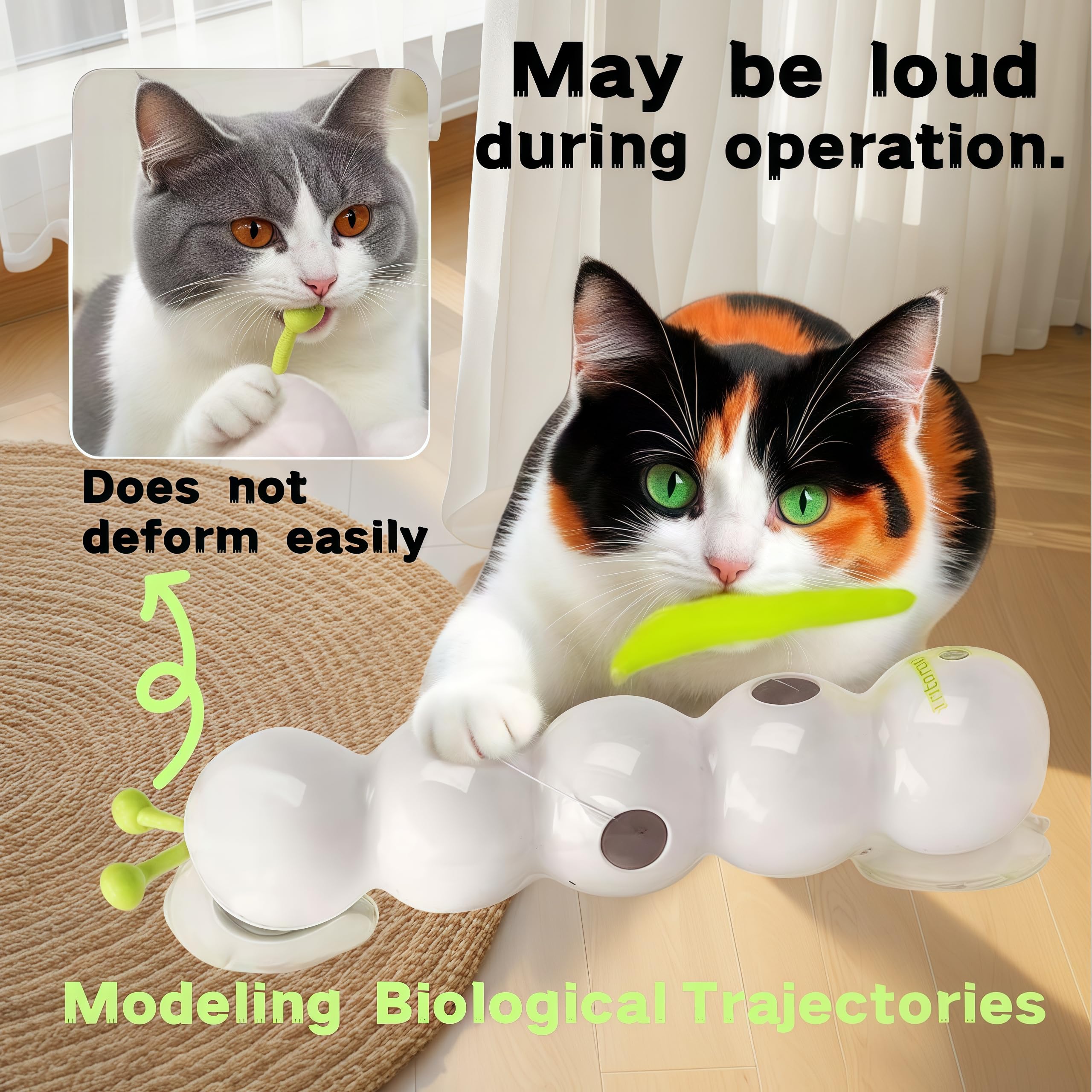 Interactive Cat Feather Toy, Automatic Fluffy Cat Teaser, Whack-a-Mole Cat Toy, USB Rechargeable, Wall-Mounted, with Suction Cup