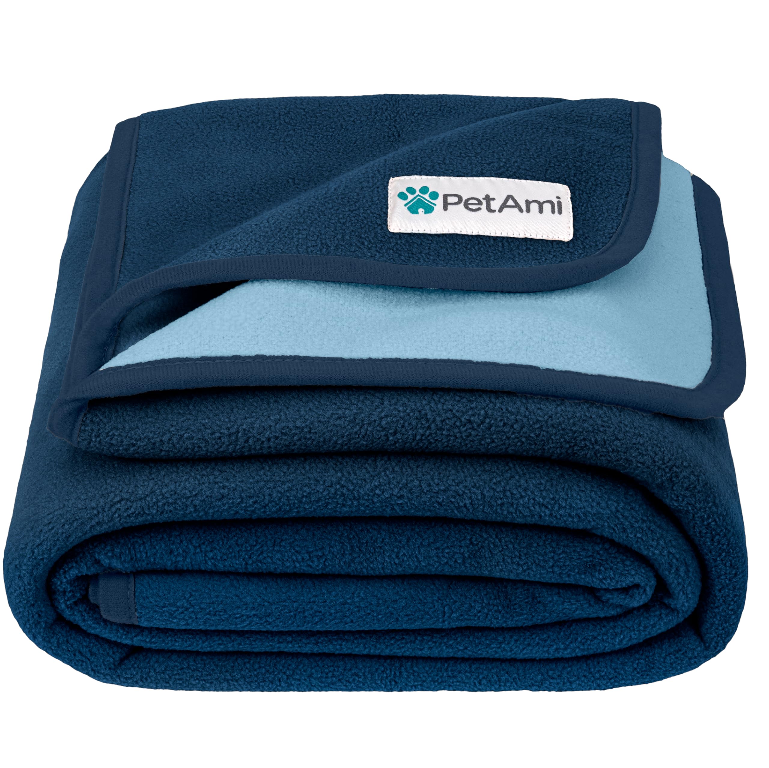 Petami Waterproof Dog Blanket For Medium Large Pets Dogs Cats, Pet Couch Cover Protector For Furniture, Reversible Washable Soft Fleece Cat Blanket For Bed Couch Sofa, 40X60 (Navy/Blue)