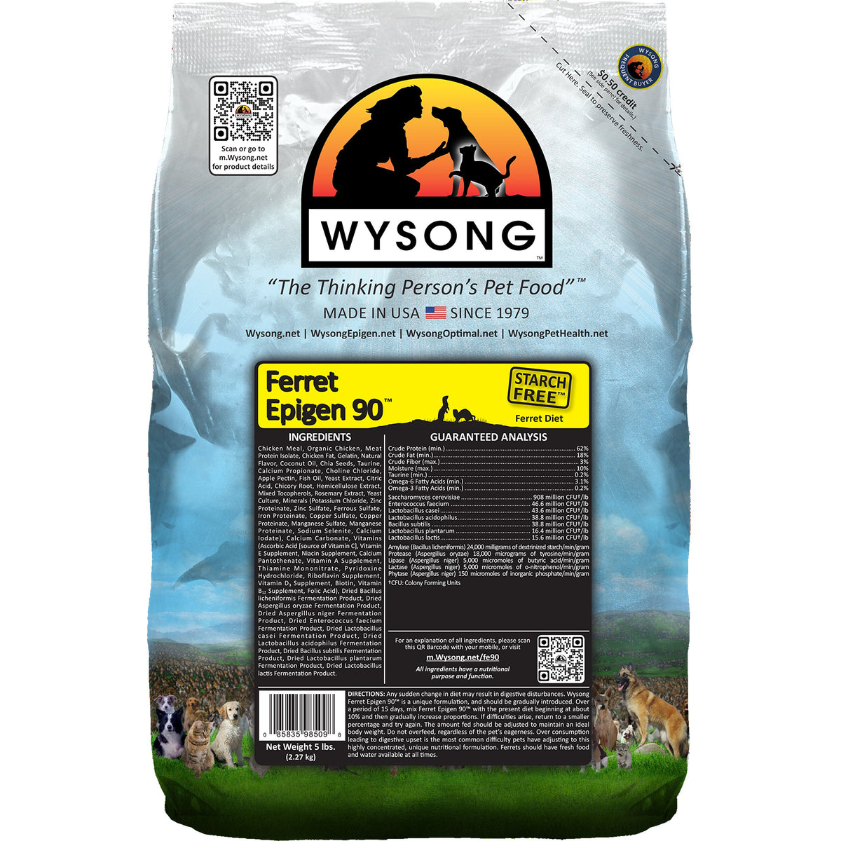 Wysong Ferret Epigen 90 - Starch Free Dry Natural Food For Ferrets, Brown, Model Number: Wdfe905