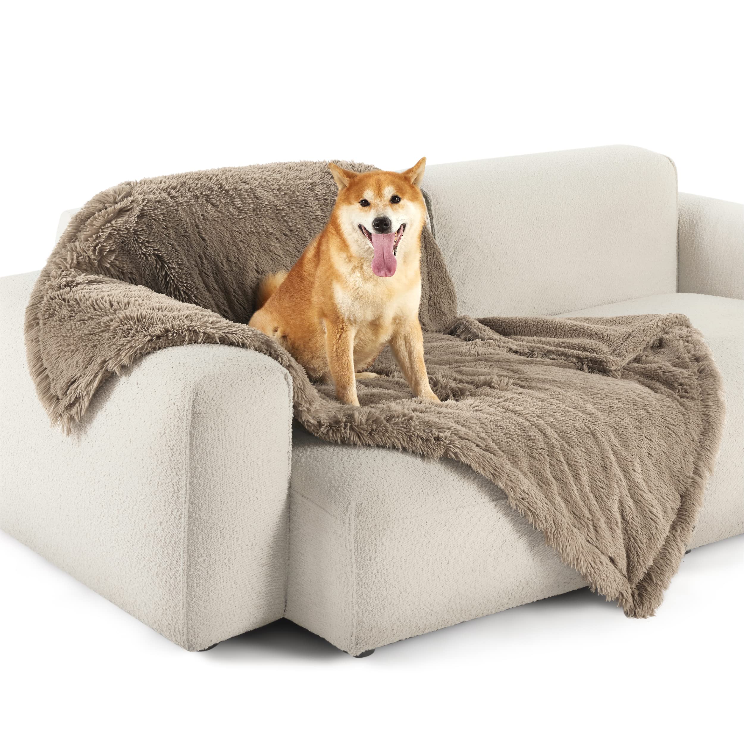 Bedsure Waterproof Dog Blankets For Large Dogs - Calming Cat Blanket For Couch Protector Washable, Long Faux Fur Pet Throw Blank