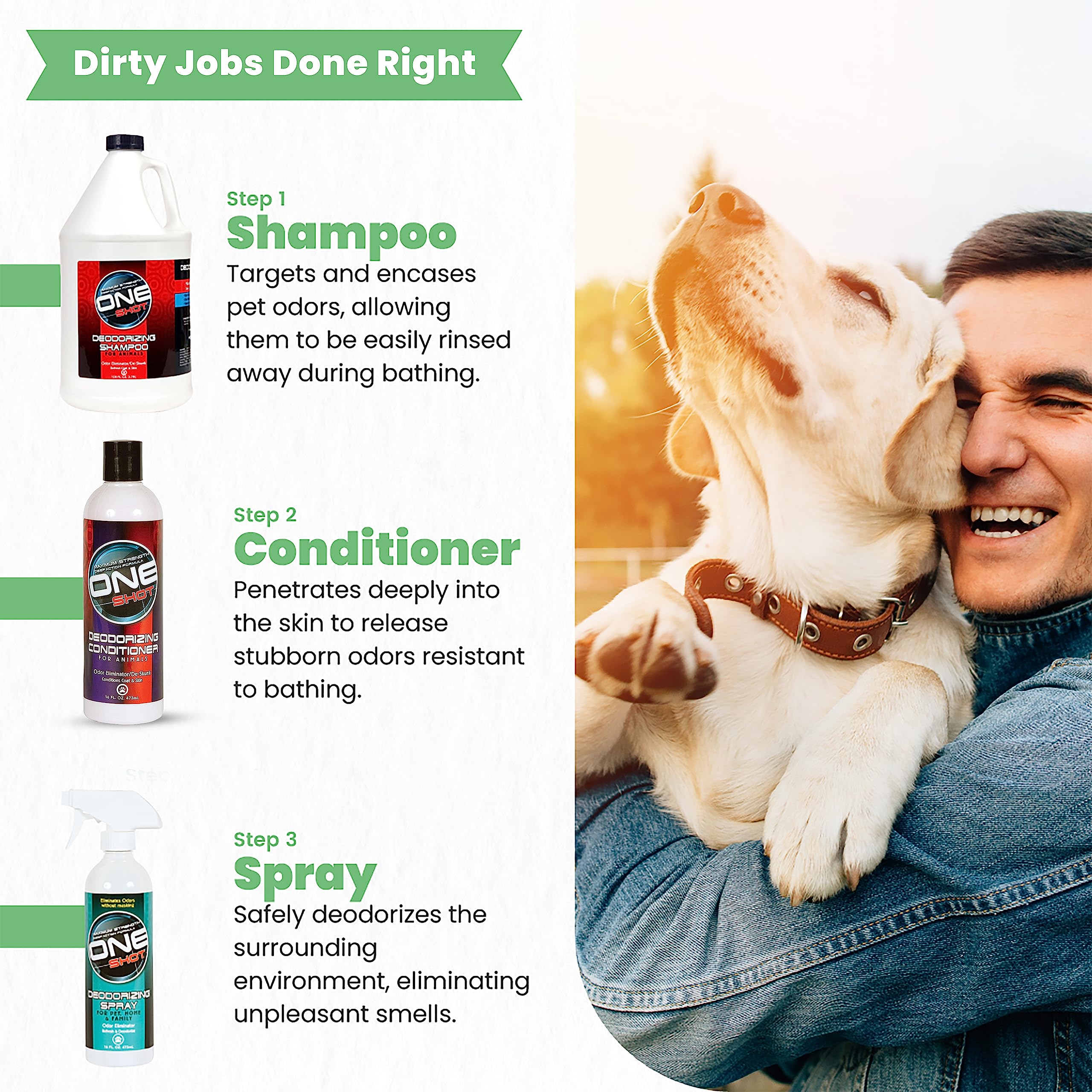 Best Shot One Shot Deodorizing Conditioner, Hydrating And Moisturizing Conditioner For Dogs, Cats, Horses, And Livestock, Removes Stubborn Odors, 16 Oz.