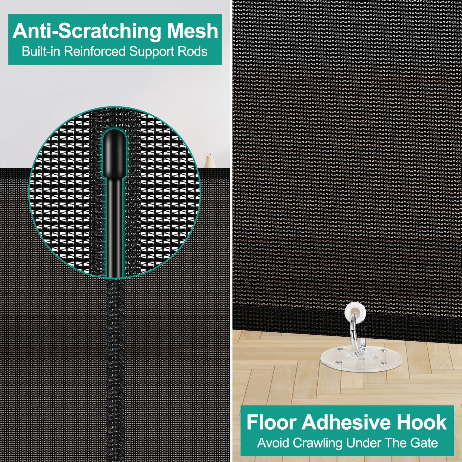 20 Inch Tall x 80 Inch Extra Wide Retractable Dog Gate to Step Over, Short Pet Gate for Doorways, Small Dog Gates Indoor Outdoor