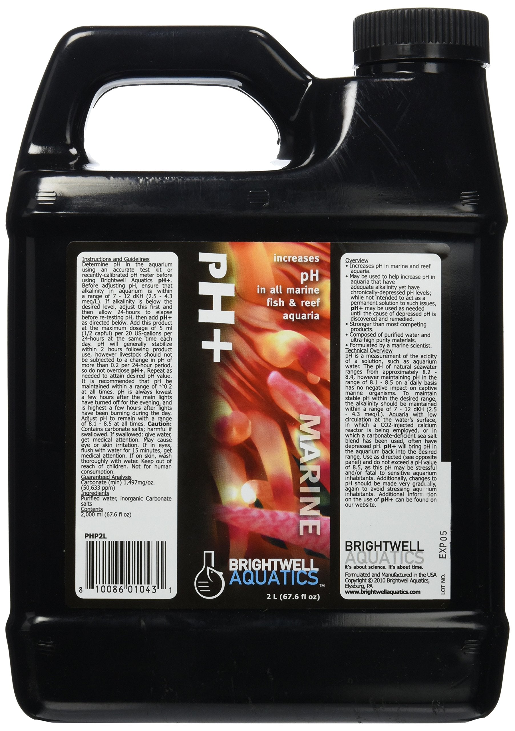 Brightwell Aquatics pH+, pH Increaser for All Marine and Freshwater Aquariums - 2 Liter
