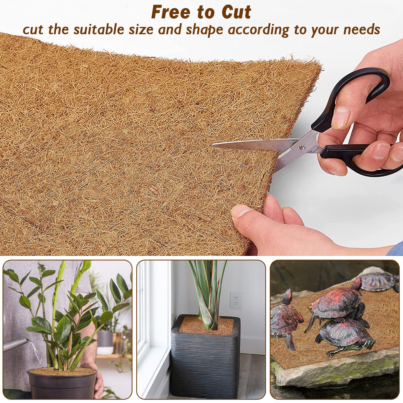 Zeedix 10 Pieces Reptile Carpet- 14 X 14 Inches Natural Coconut Fiber Pet Mat Tortoise Carpet Mat Coco Fiber Substrate Liner Pet Terrarium Liner For Lizard Snake Turtle Gecko Bearded Dragon