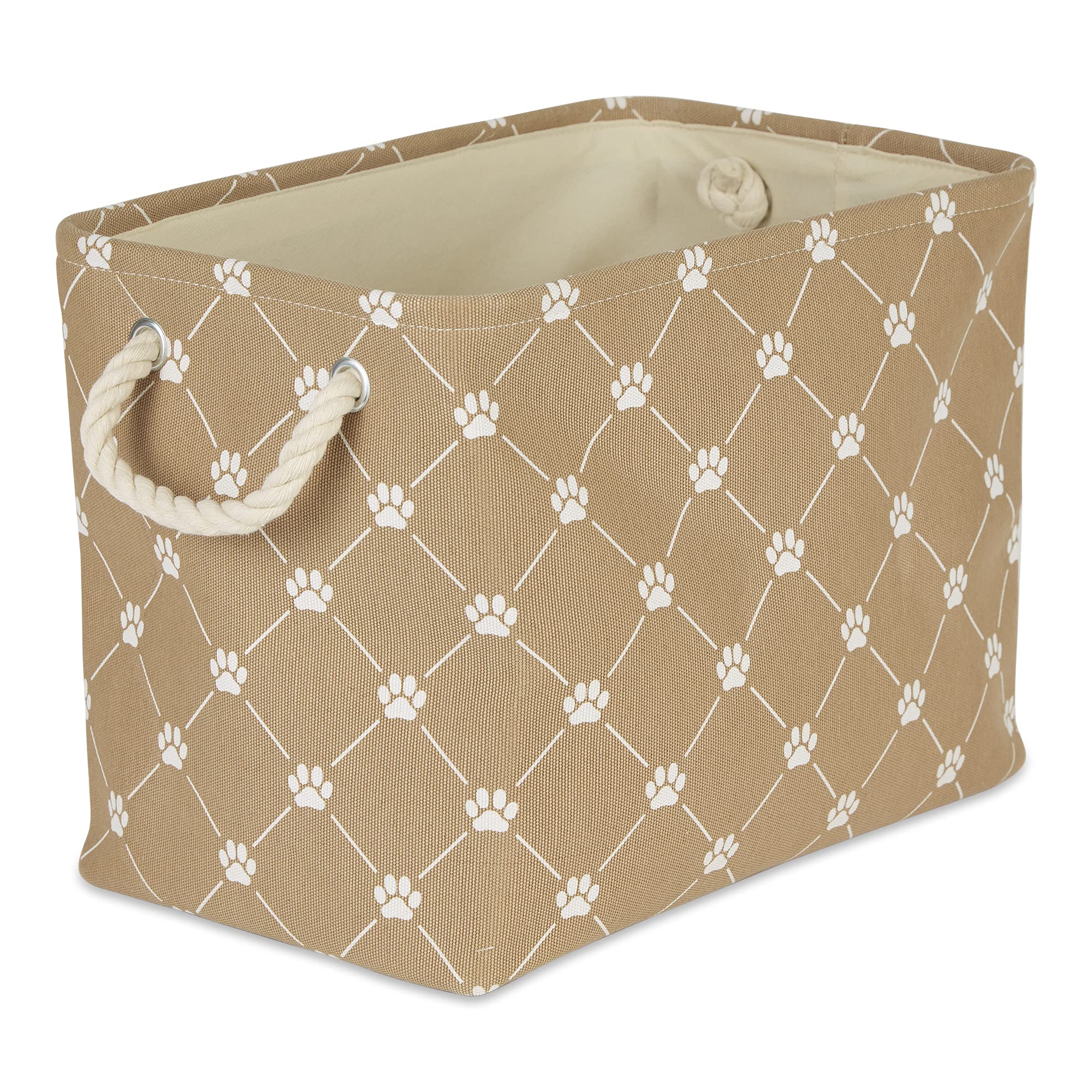 Bone Dry Pet Storage Paw and Bone, Trellis Collection, Small Rectangle, 14x8x9, Taupe