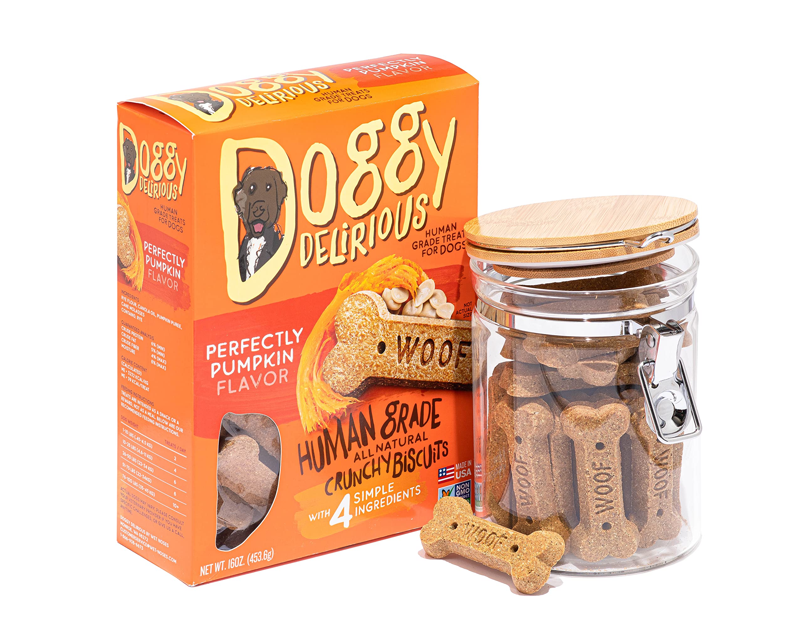 Doggy Delirious Dog Treats - Pumpkin Bones - Case of 6 - 16 oz(D0102HXWETX.)