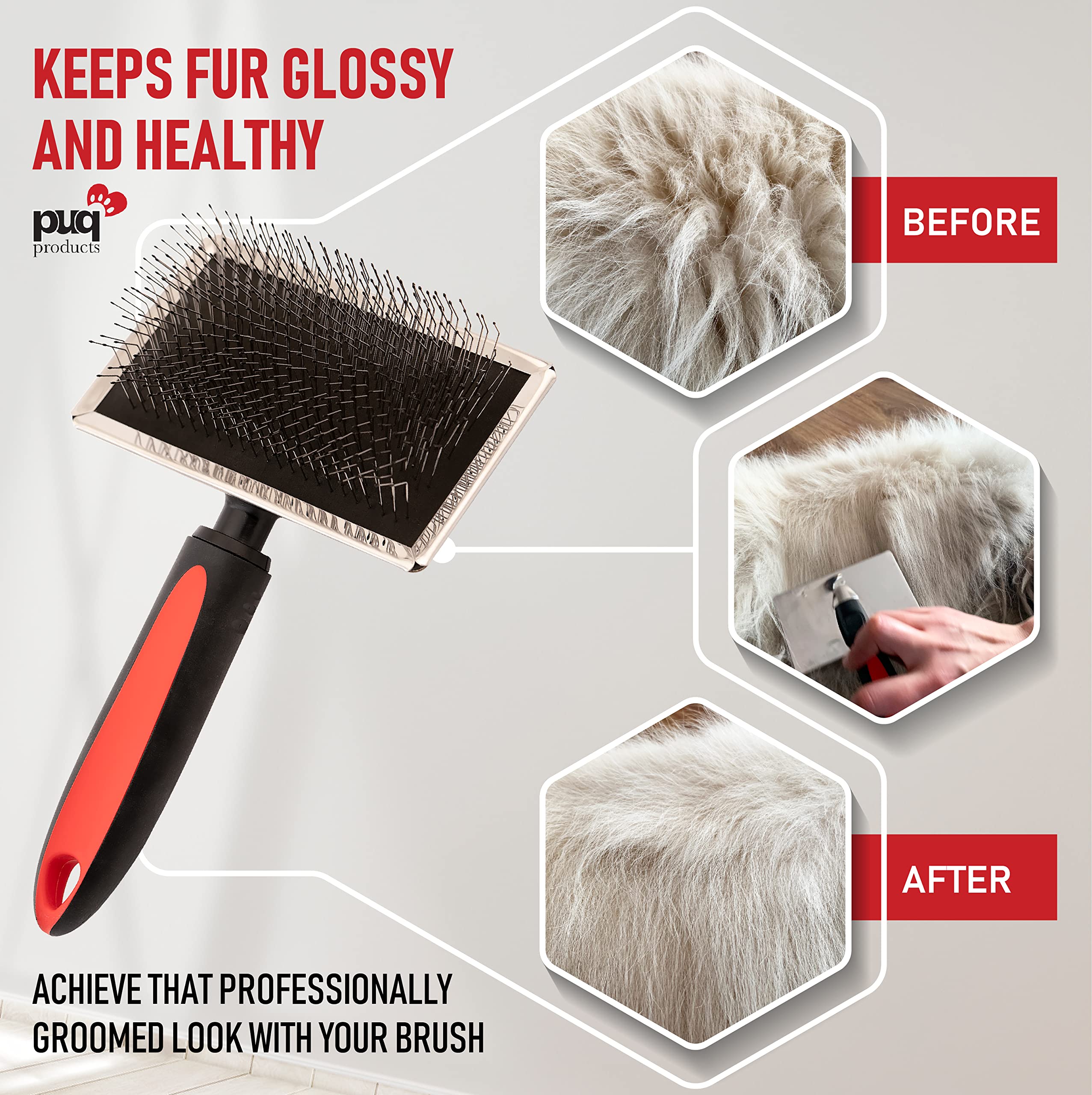 Dog Slicker Brush With Coated Tips - Bixy Pixy Large Protective Pins Massages Pet Skin - Professional Dog Brush For Goldendoodle