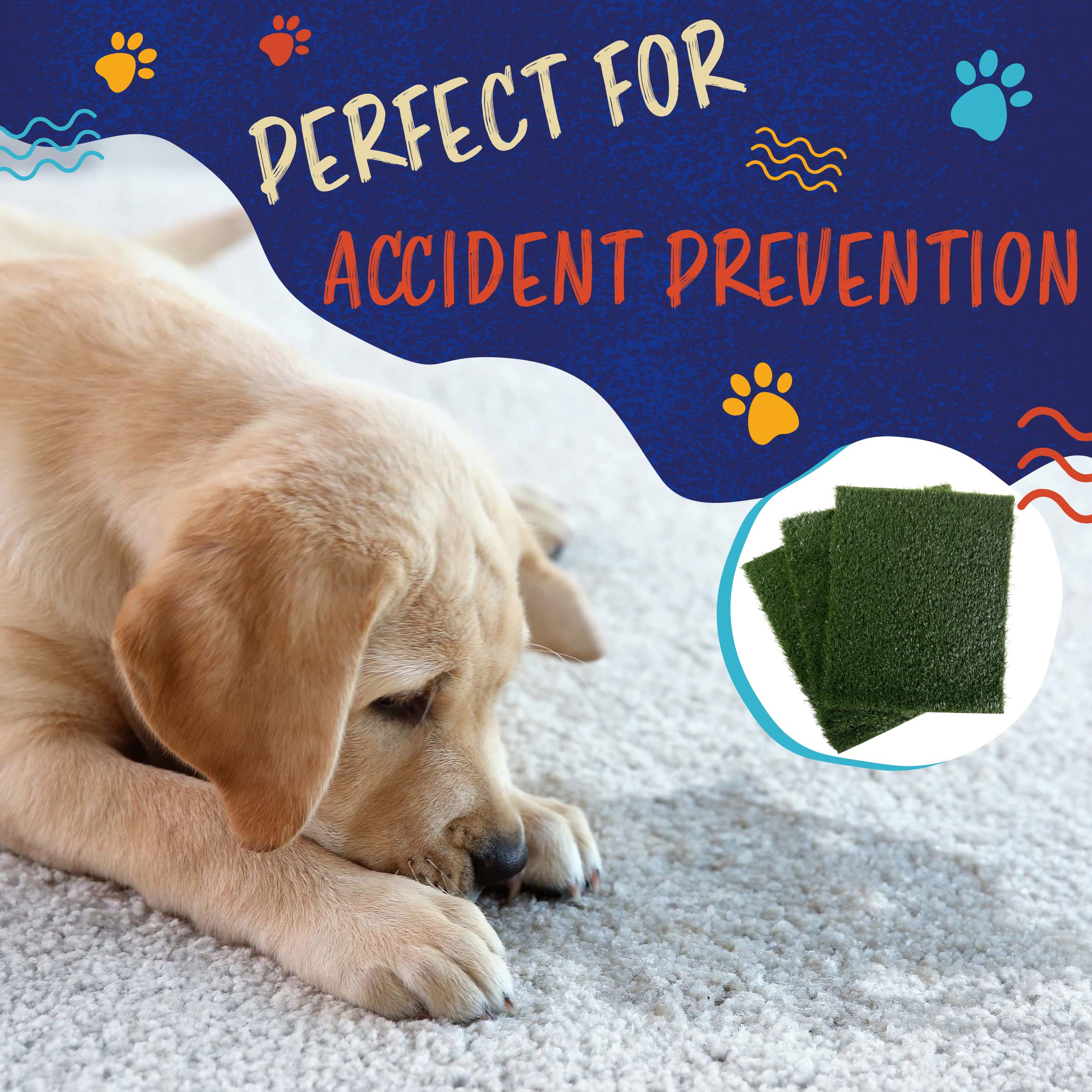 Pee Pads For Dogs - Set Of Three 23X18.5-Inch Replacement Turf Grass Mats For Potty Training - Dog Housebreaking Supplies For Sm