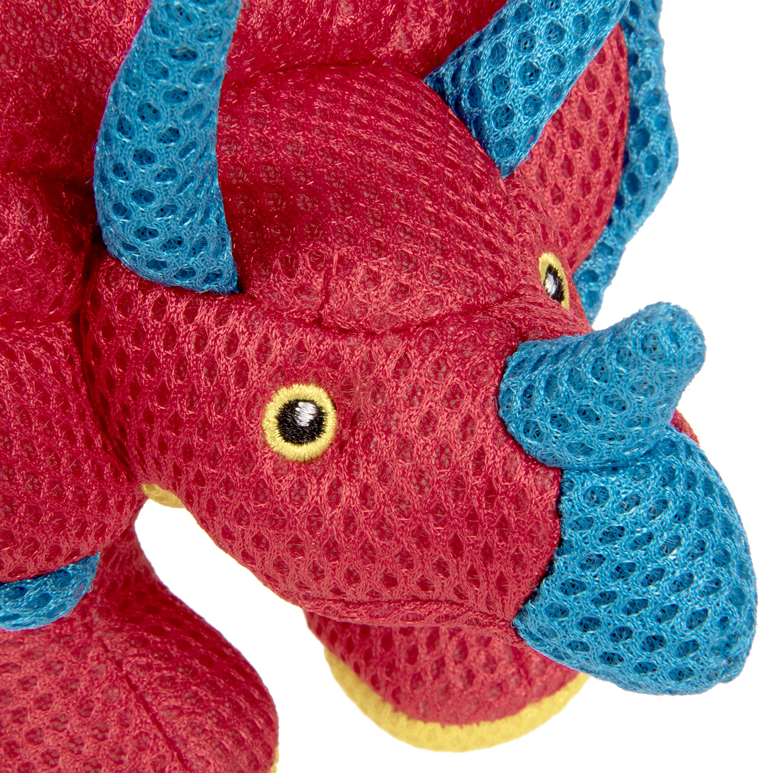 goDog Double Chew Guard Mesh Dinos Frills Squeaky Dog Toy - Red, Small