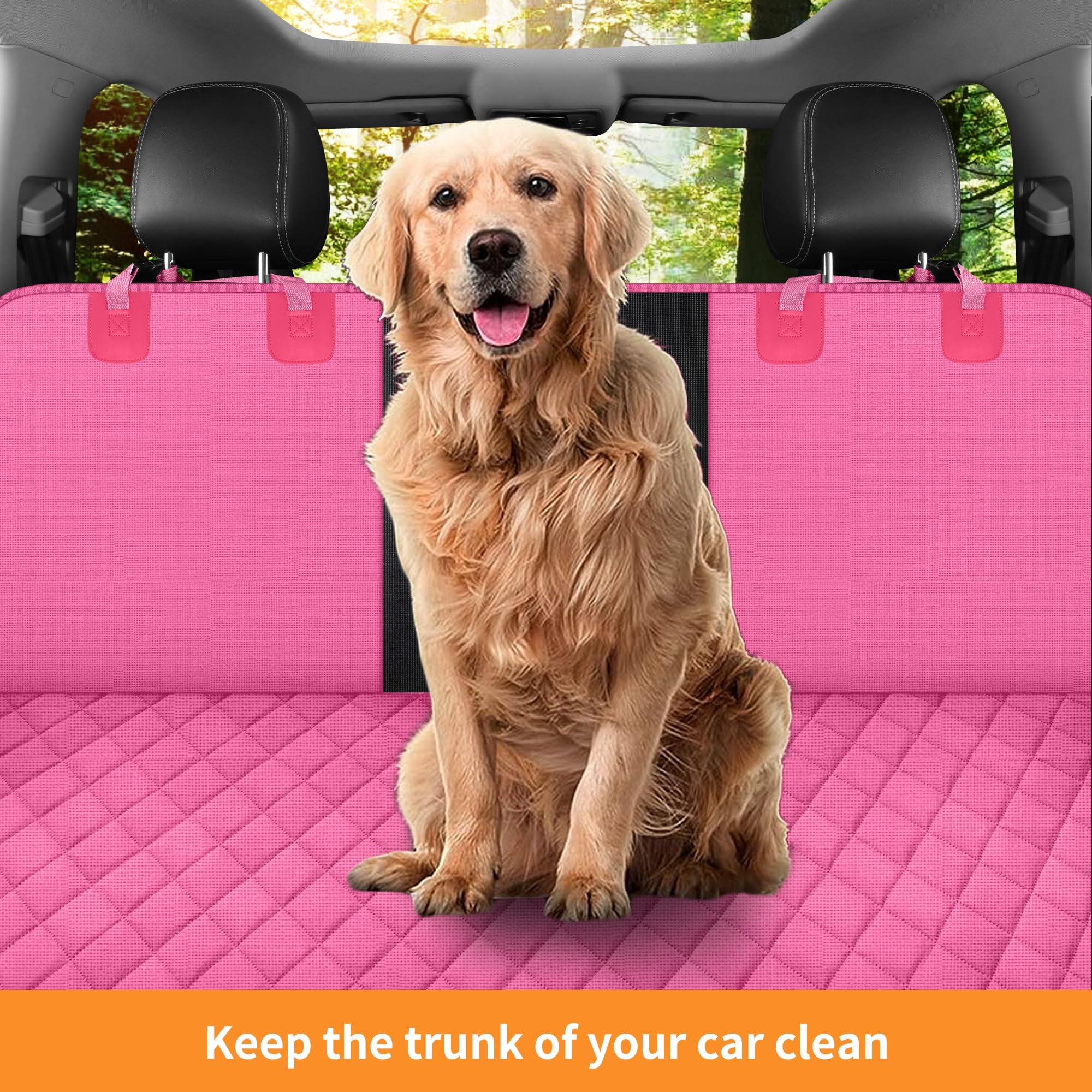 Gxt Dog Back Seat Cover Protector For Cars Suv And Trucks With Mesh Window, Scratchproof Nonslip And Waterproof Material(Pink)