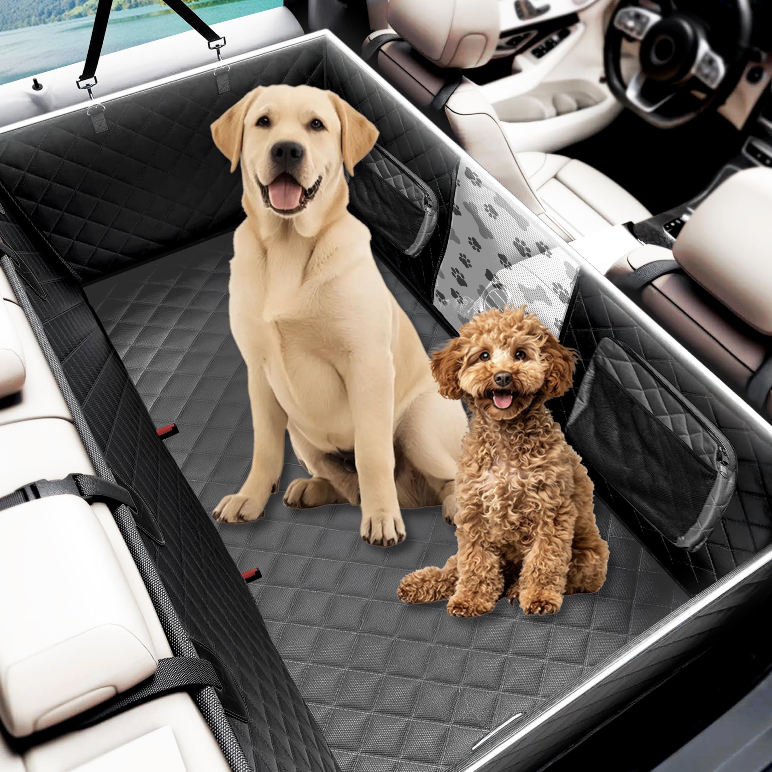 Pet Cover For Car Back Seat, 900D Oxford Fabric, Hard Bottom Car Seat Cover For Dogs, Dog Car Seat Protector, Dog Seat Cover For