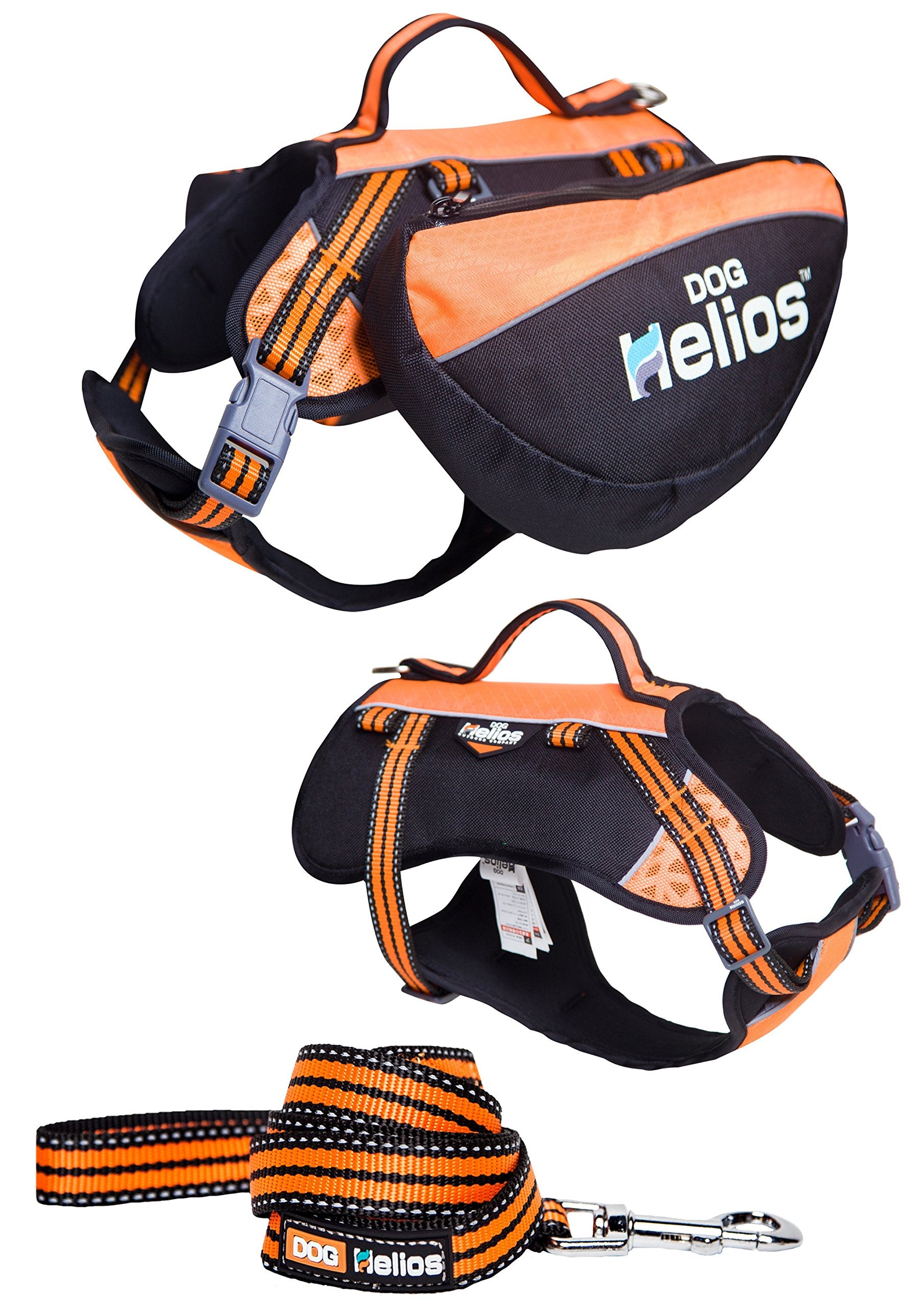 DOGHELIOS Freestyle 3-in-1 Explorer Sporty Fashion Convertible Pet Dog Backpack, Harness and Leash, Large, Orange