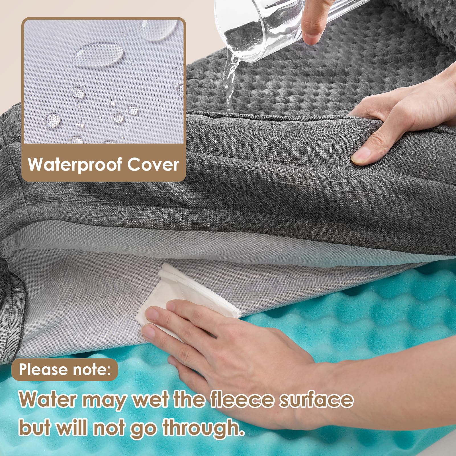 Eheyciga Memory Foam Dog Bed Medium Sized Dogs, Waterproof Dog Bed Orthopedic With Washable Removable Cover, Non-Slip Pet Bed Couch For Crate, 30X20X6 Inches, Dark Grey