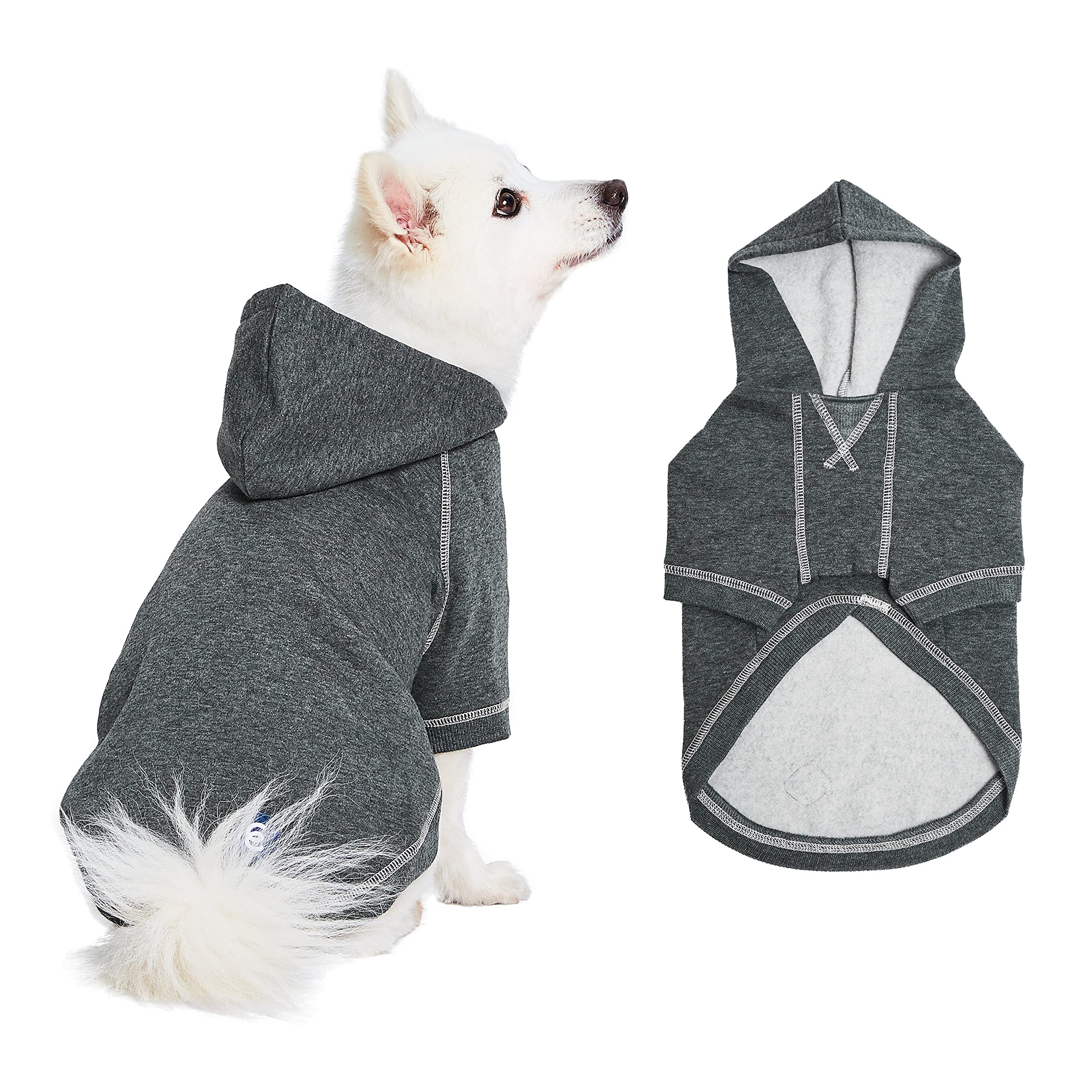 Blueberry Pet Essentials Soft & Comfy Better Basic Cotton Blend Dog Hoodie Sweatshirt in Charcoal Grey, Back Length 18'', Pack o