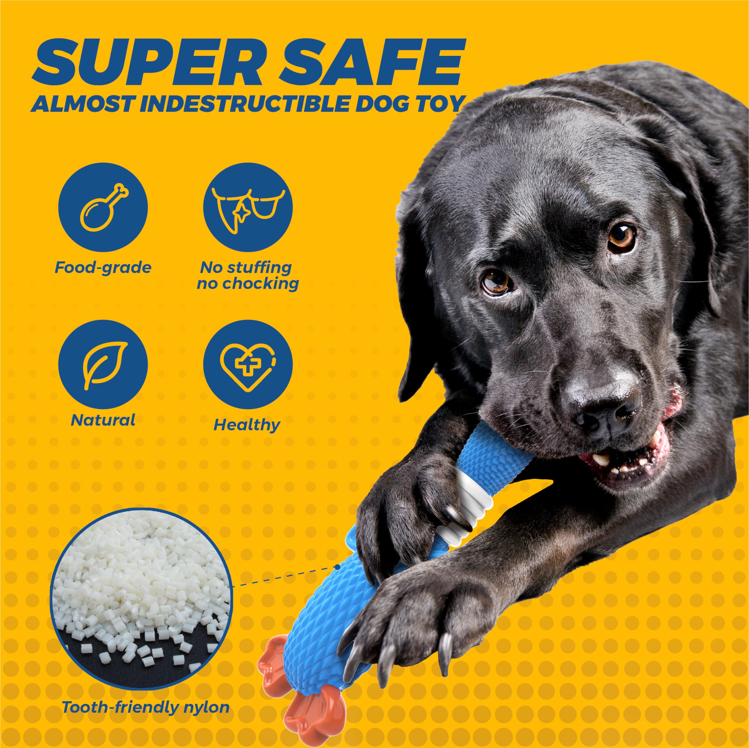 Vitscan Nylon Goose Dog Toy for Aggressive Chewers - Durable Heavy Duty Bone for Large/Medium Dogs - Blue Model GOOSE2024